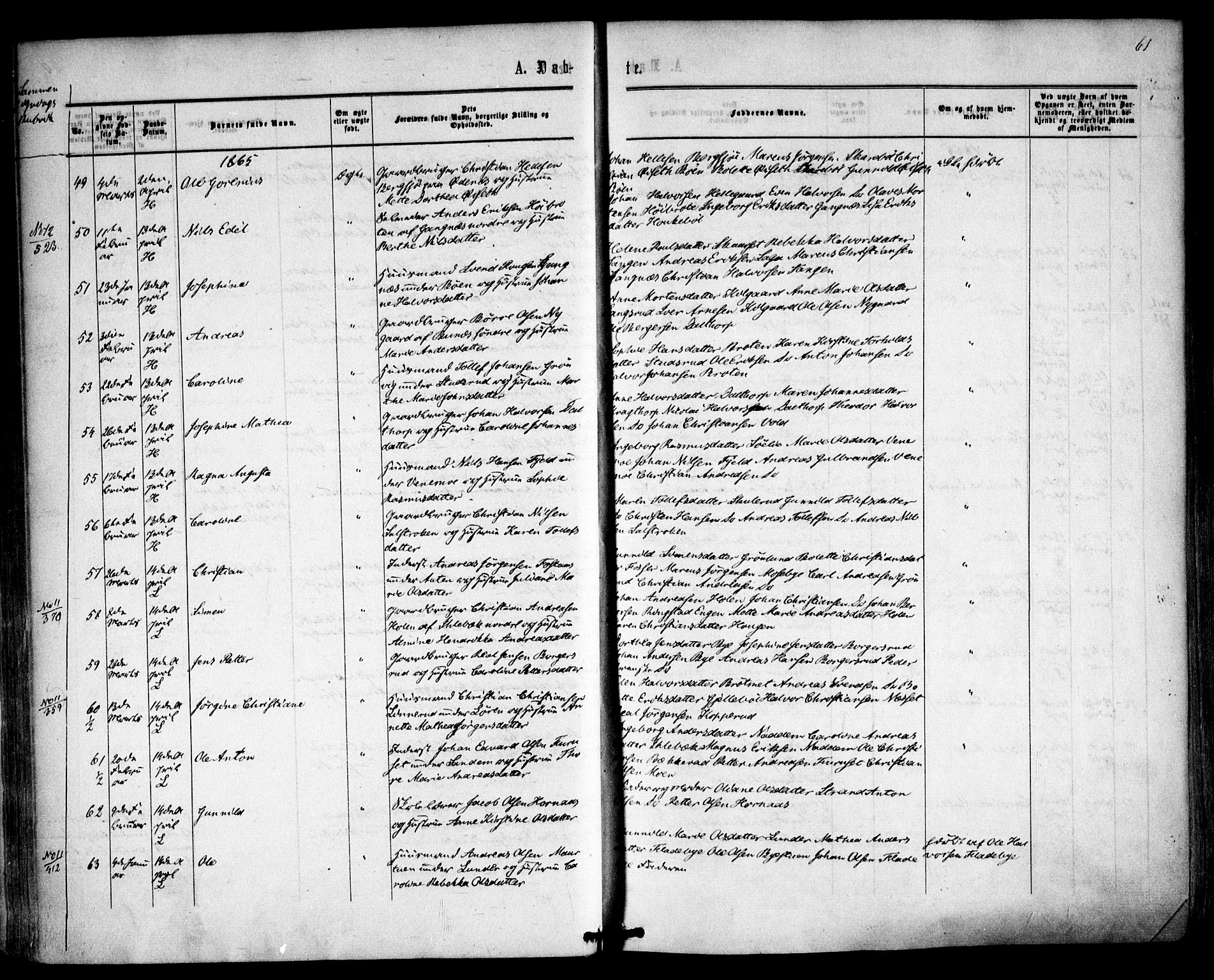 Høland prestekontor Kirkebøker, AV/SAO-A-10346a/F/Fa/L0011: Parish register (official) no. I 11, 1862-1869, p. 61