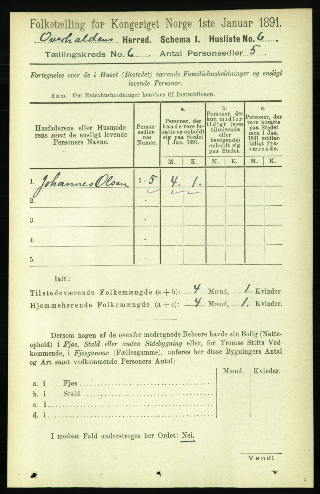 RA, 1891 census for 1744 Overhalla, 1891, p. 2113