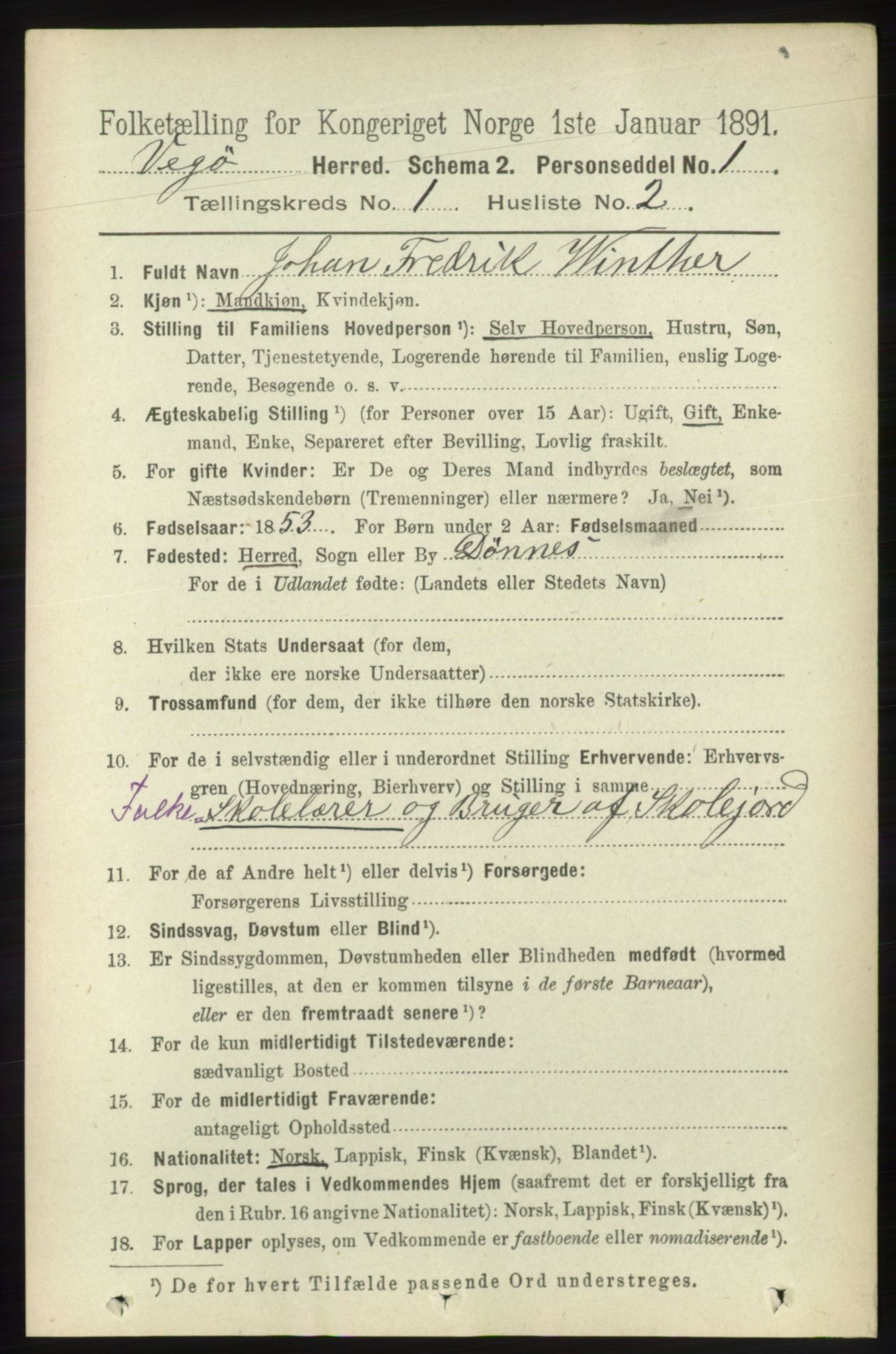 RA, 1891 census for 1815 Vega, 1891, p. 113