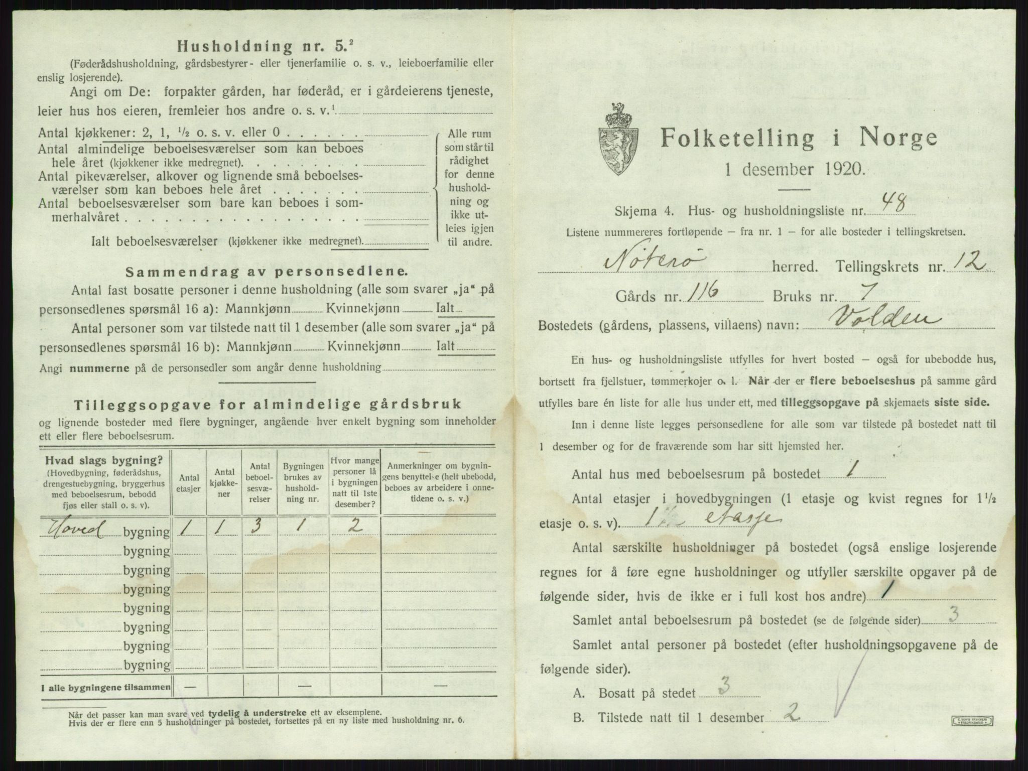 SAKO, 1920 census for Nøtterøy, 1920, p. 2547