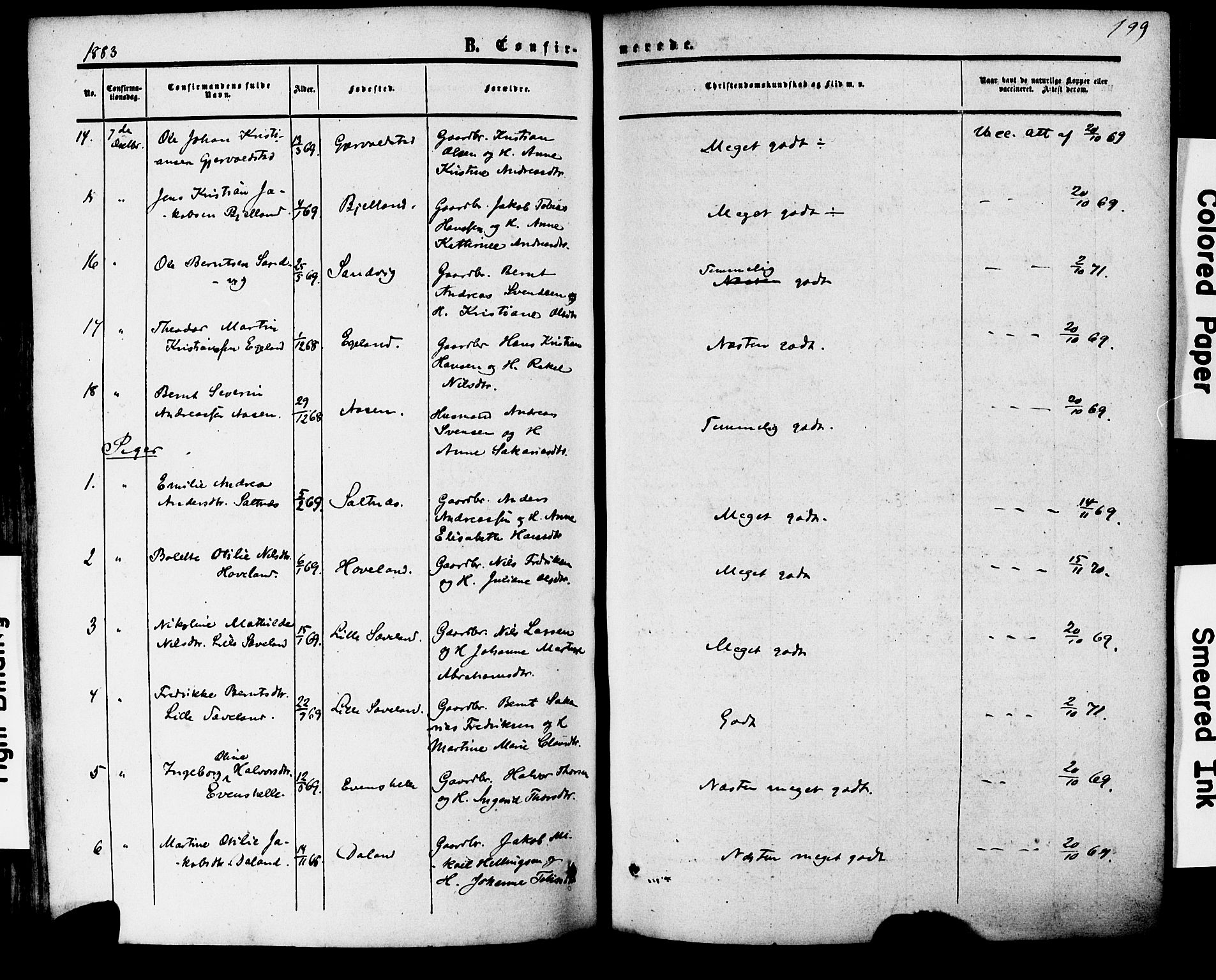 Herad sokneprestkontor, AV/SAK-1111-0018/F/Fa/Faa/L0005: Parish register (official) no. A 5, 1853-1886, p. 199