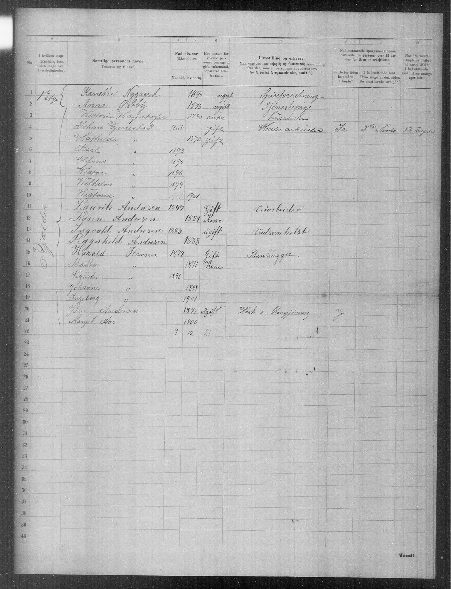 OBA, Municipal Census 1903 for Kristiania, 1903, p. 17007