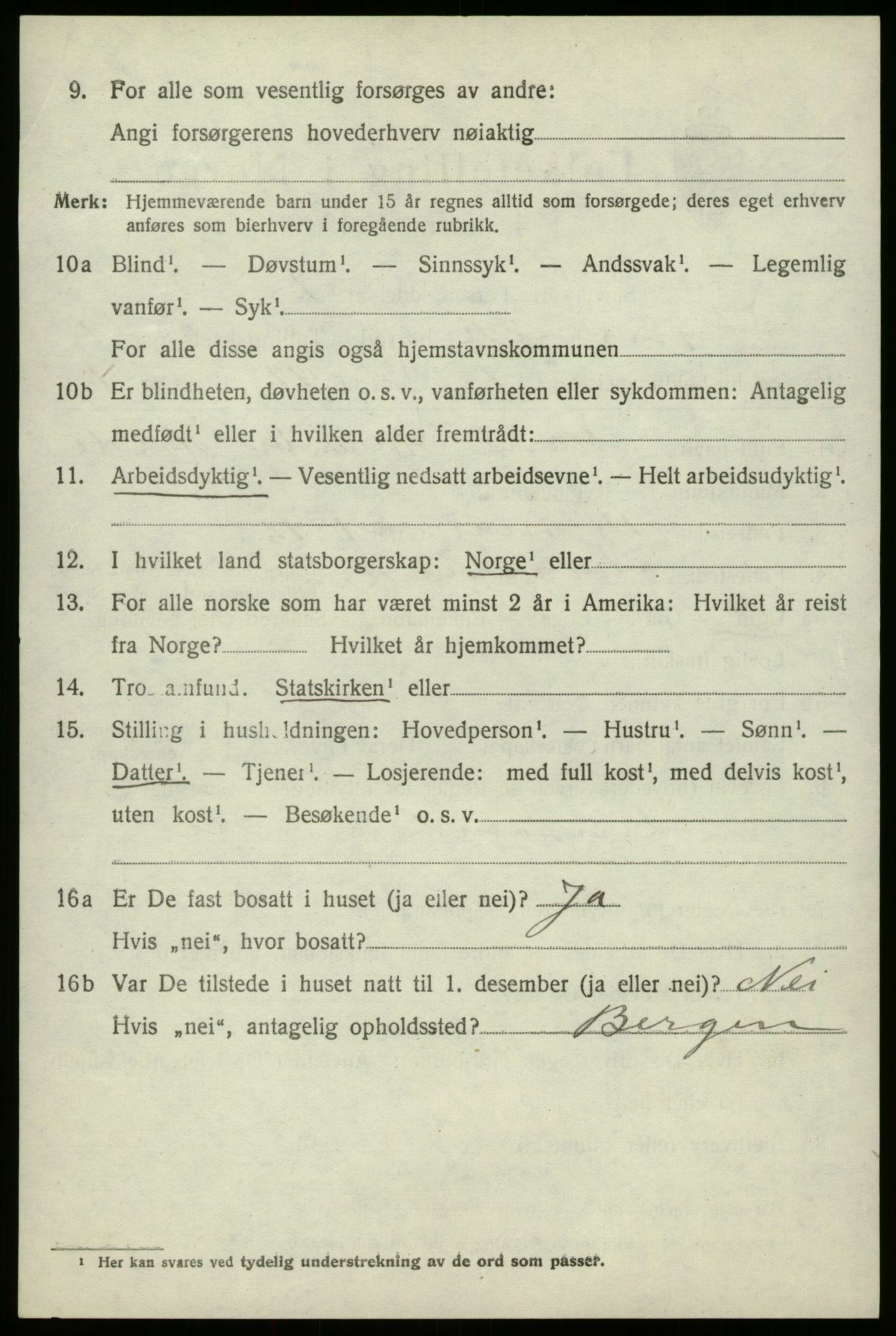 SAB, 1920 census for Innvik, 1920, p. 1220