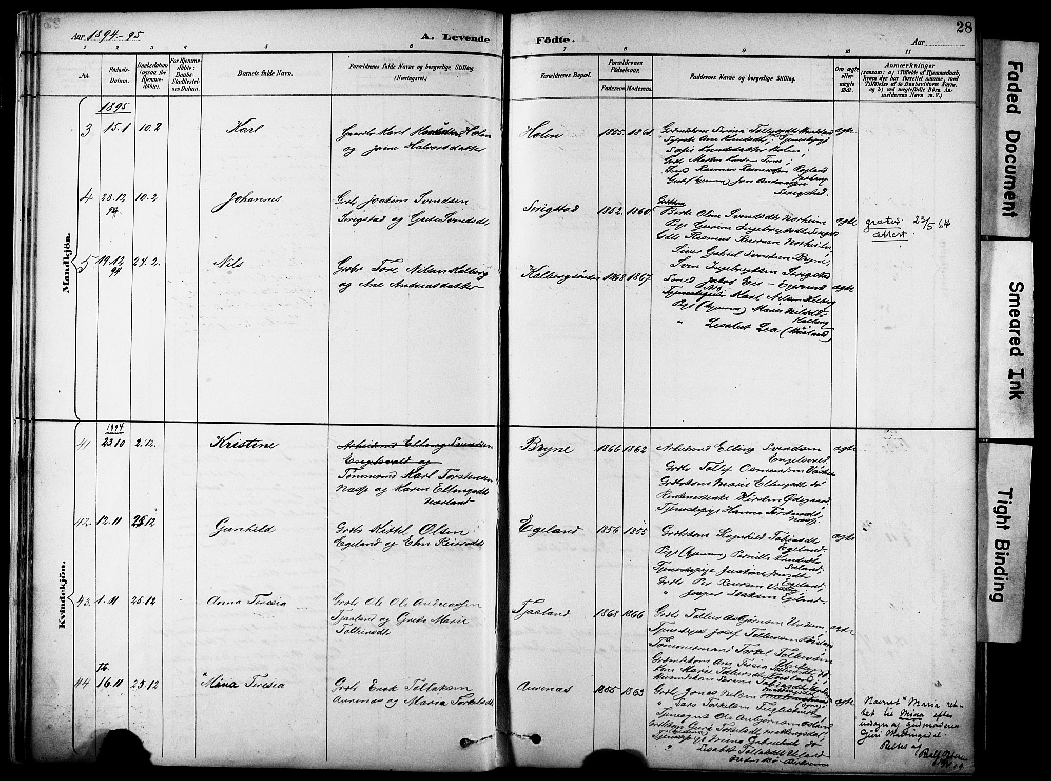 Lye sokneprestkontor, AV/SAST-A-101794/001/30BA/L0011: Parish register (official) no. A 9, 1893-1903, p. 28