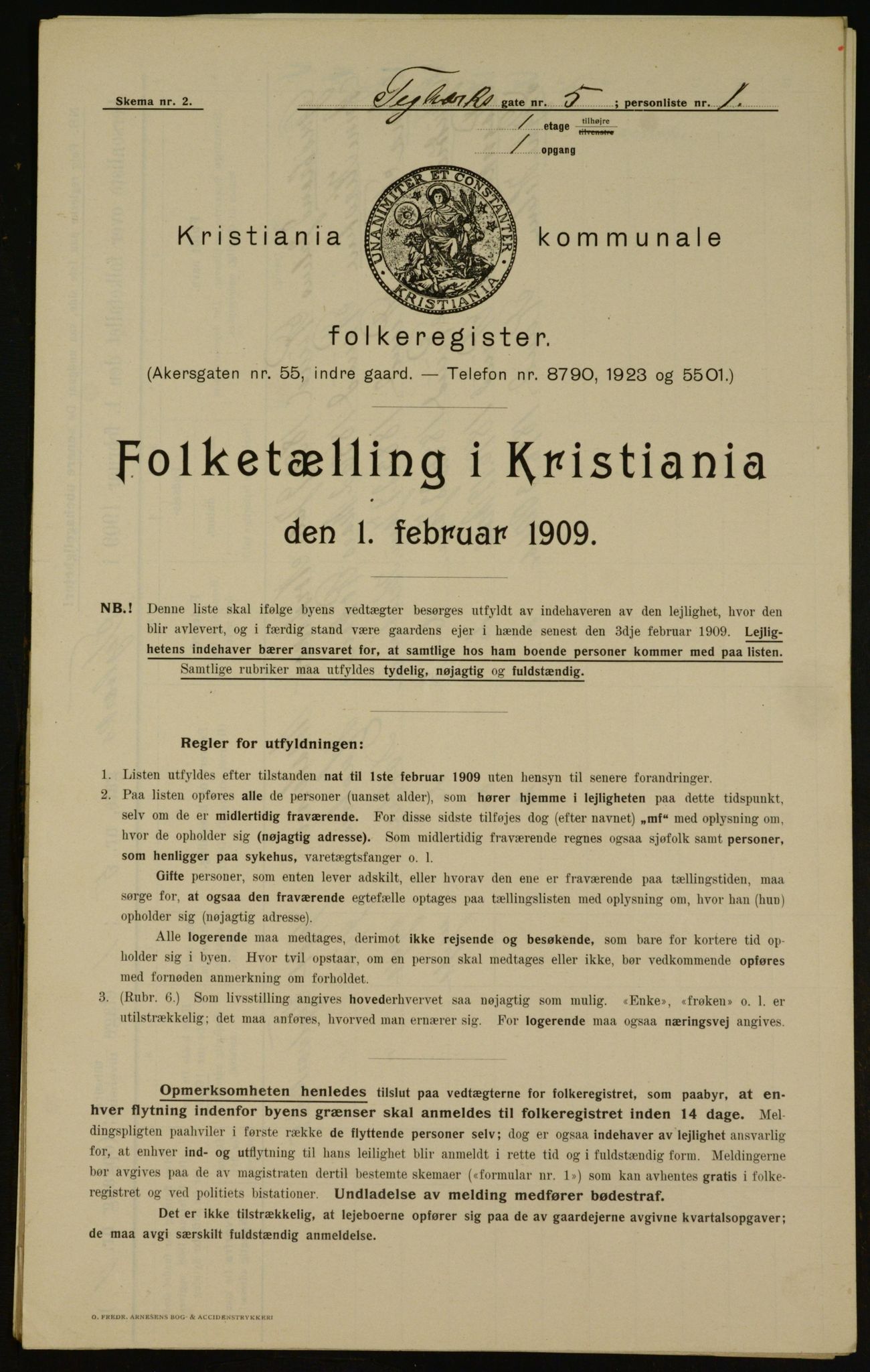 OBA, Municipal Census 1909 for Kristiania, 1909, p. 97295