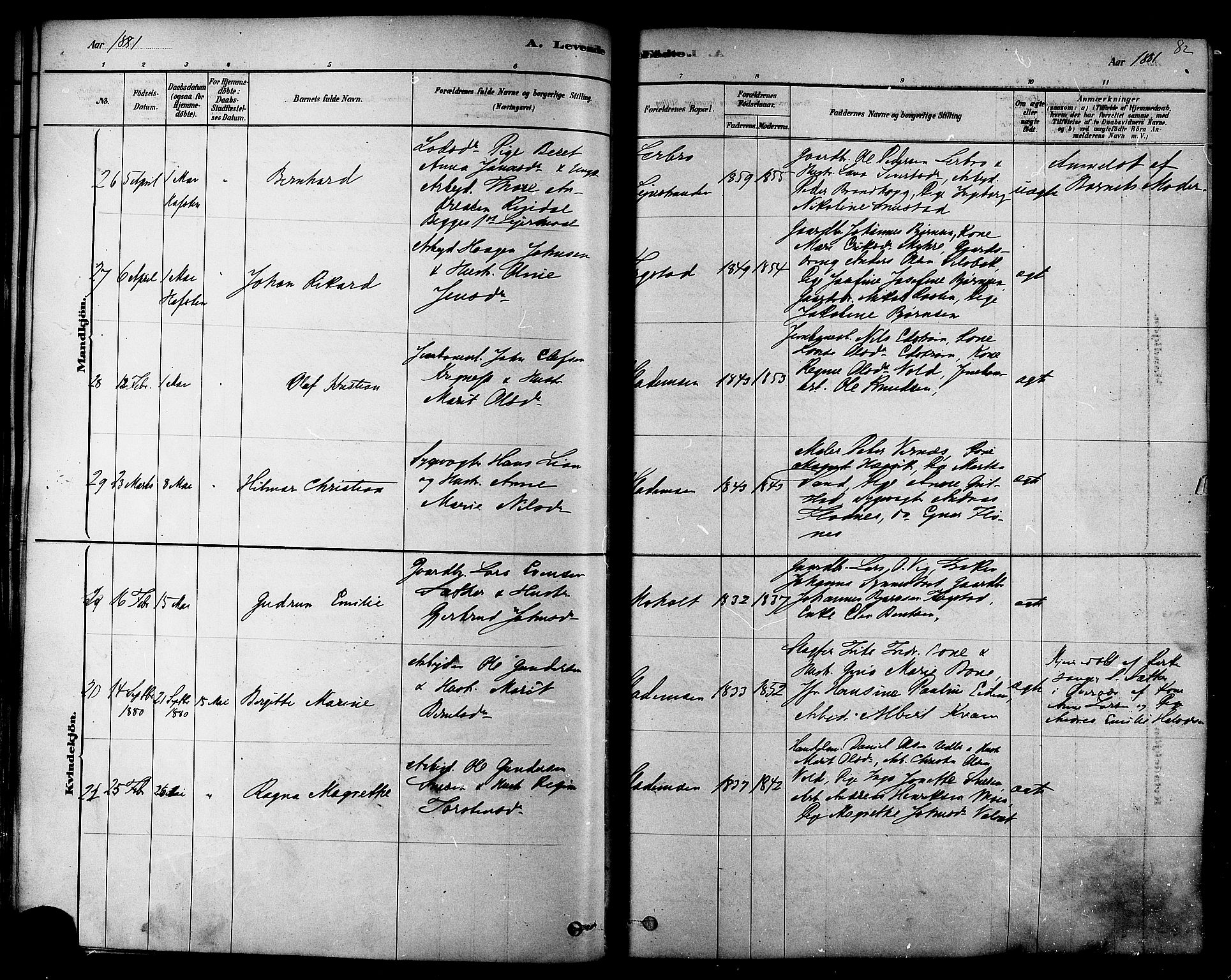 Ministerialprotokoller, klokkerbøker og fødselsregistre - Sør-Trøndelag, AV/SAT-A-1456/606/L0294: Parish register (official) no. 606A09, 1878-1886, p. 82