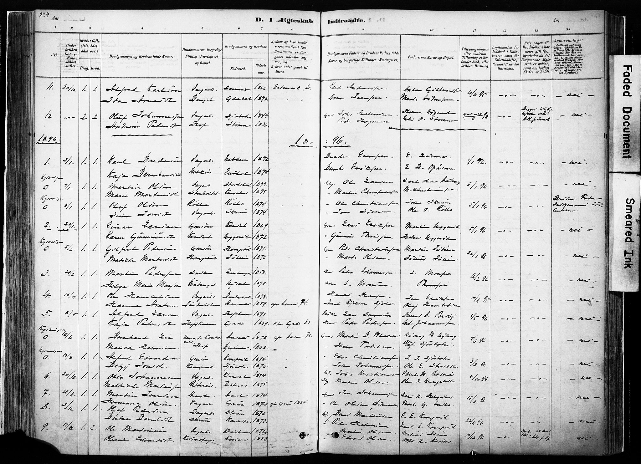 Hof prestekontor, SAH/PREST-038/H/Ha/Haa/L0010: Parish register (official) no. 10, 1878-1909, p. 234