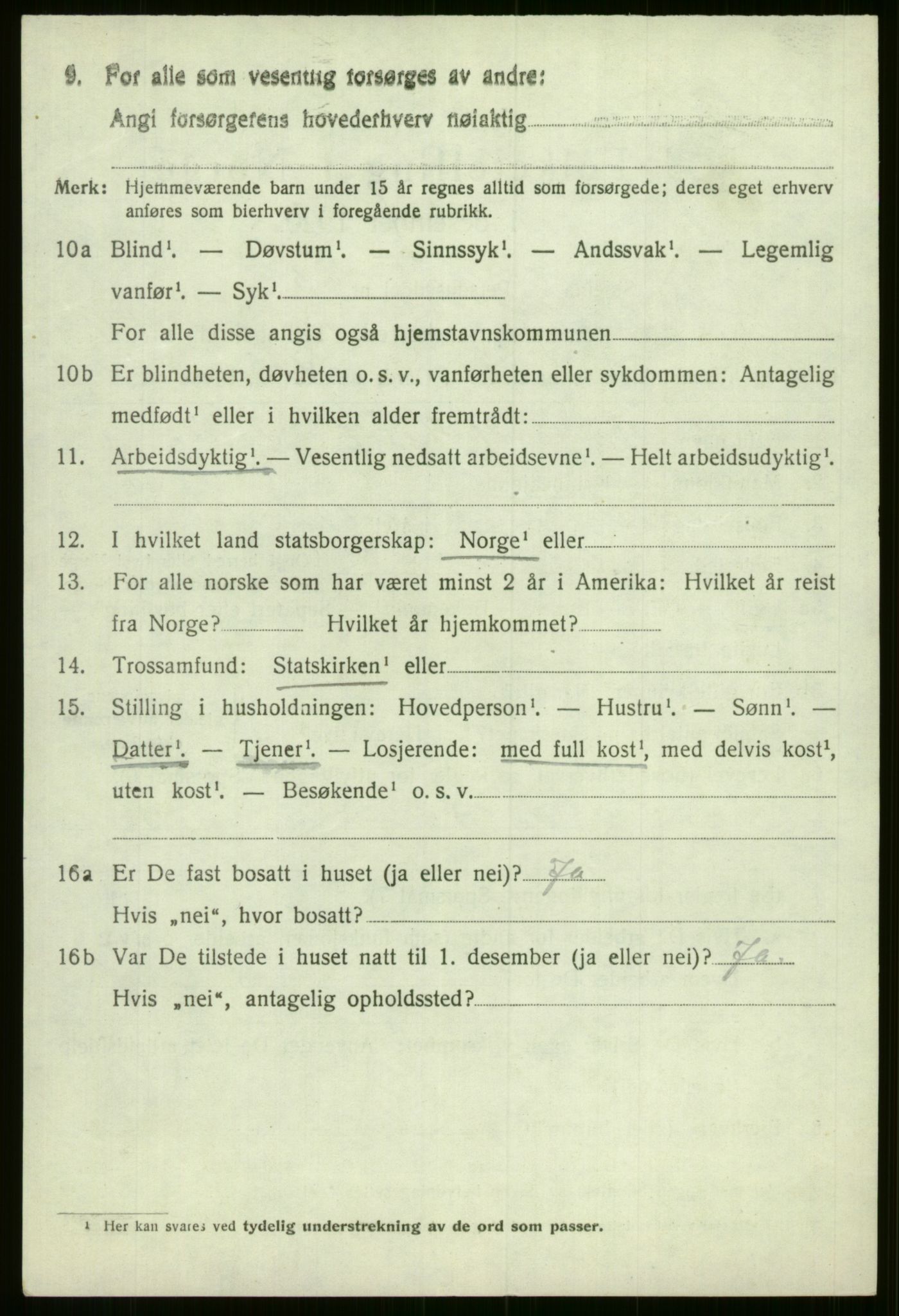 SAB, 1920 census for Evanger, 1920, p. 3638