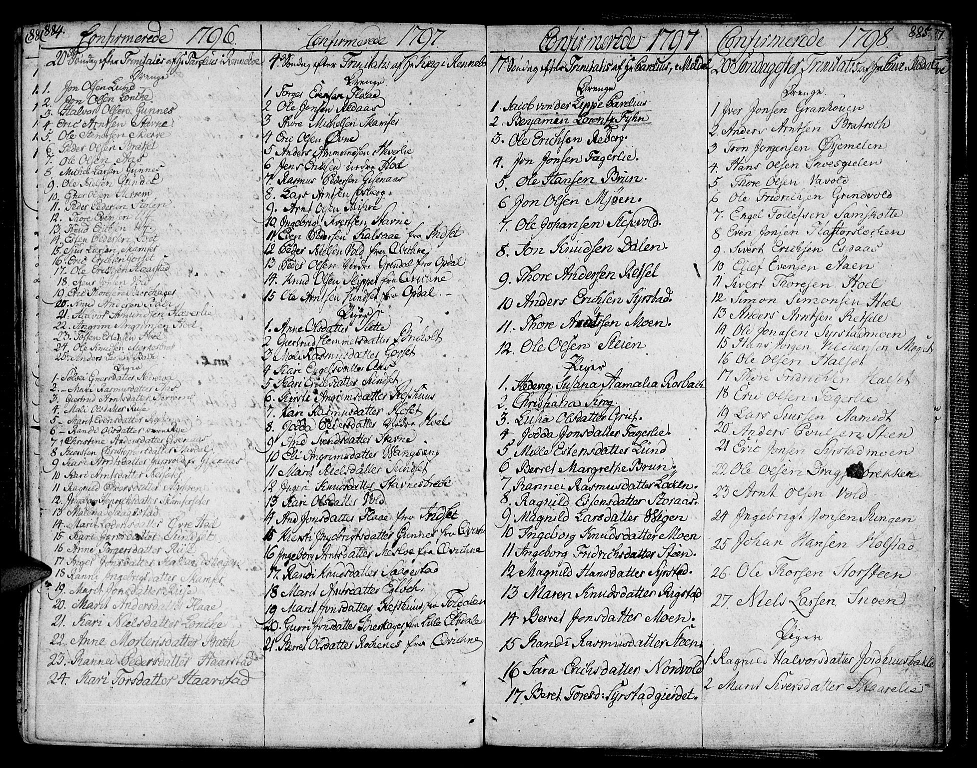 Ministerialprotokoller, klokkerbøker og fødselsregistre - Sør-Trøndelag, SAT/A-1456/672/L0852: Parish register (official) no. 672A05, 1776-1815, p. 884-885