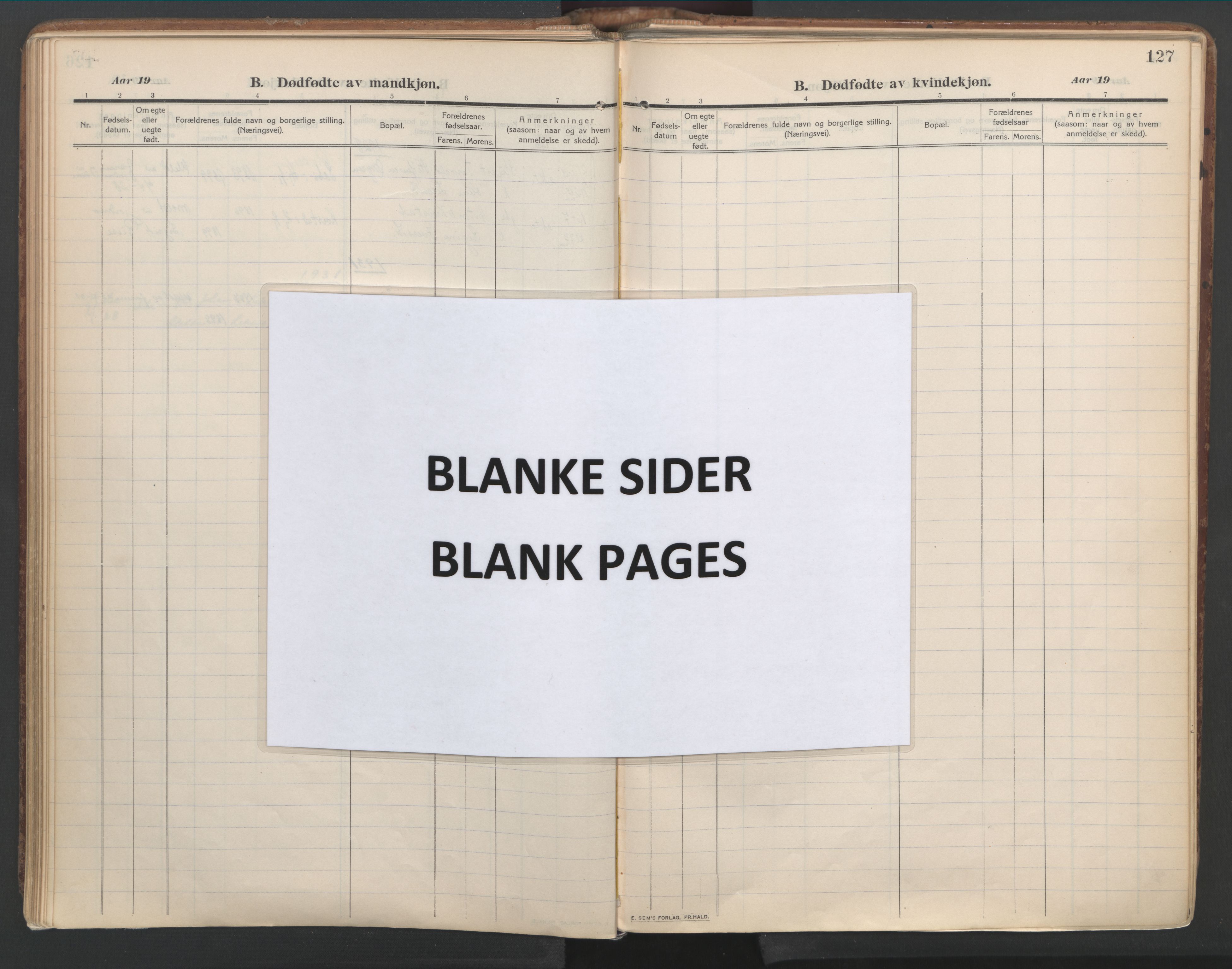 Ministerialprotokoller, klokkerbøker og fødselsregistre - Møre og Romsdal, SAT/A-1454/515/L0212: Parish register (official) no. 515A08, 1911-1935, p. 127