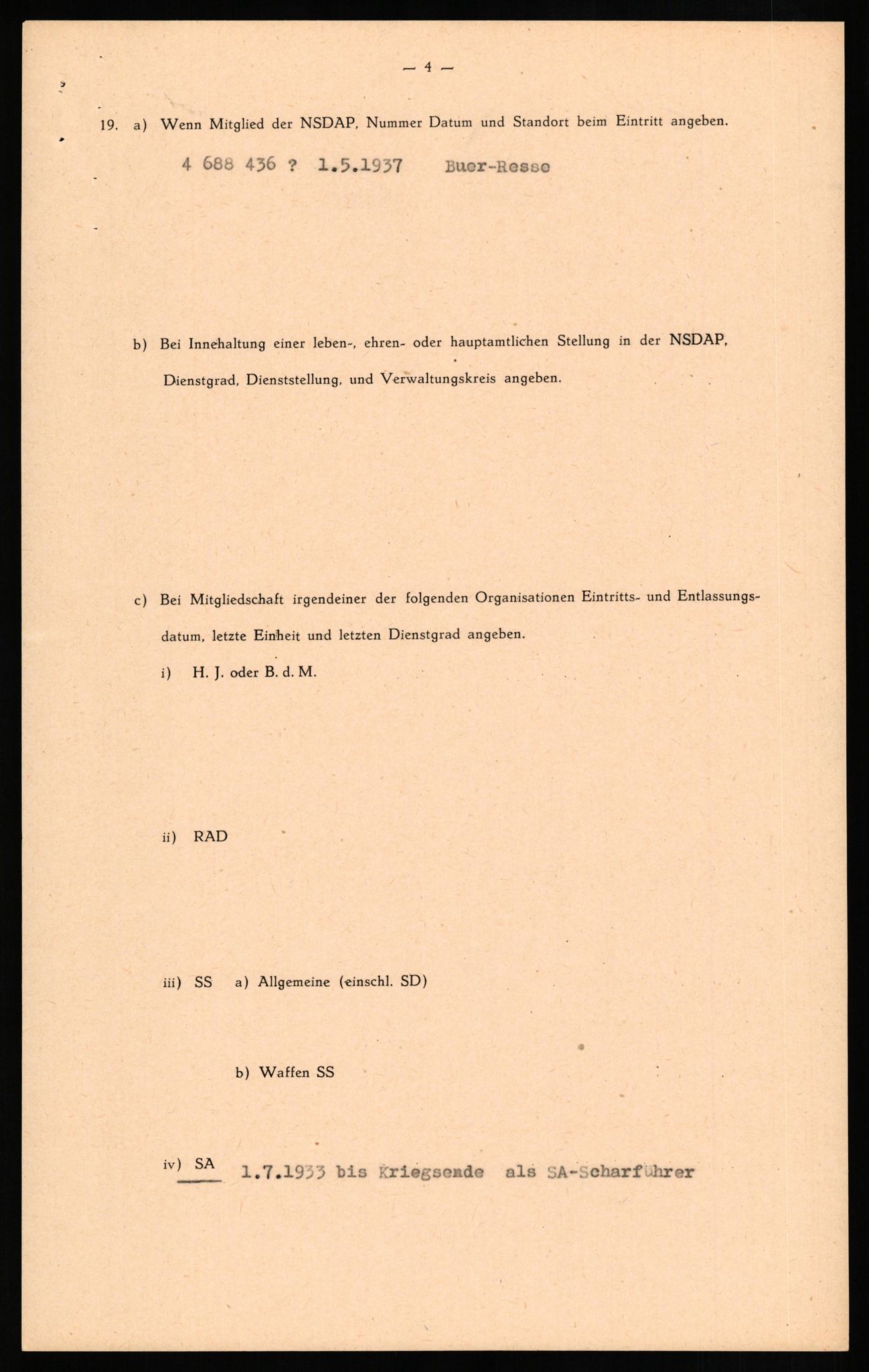 Forsvaret, Forsvarets overkommando II, AV/RA-RAFA-3915/D/Db/L0019: CI Questionaires. Tyske okkupasjonsstyrker i Norge. Tyskere., 1945-1946, p. 81