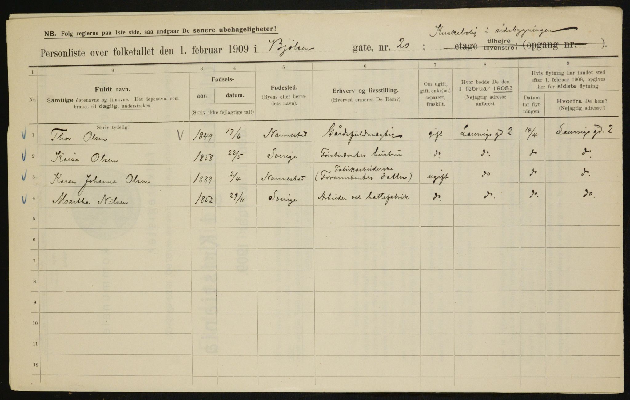 OBA, Municipal Census 1909 for Kristiania, 1909, p. 6138