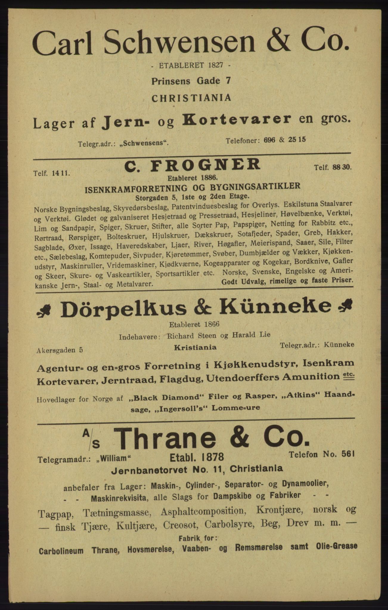 Kristiania/Oslo adressebok, PUBL/-, 1913, p. 7