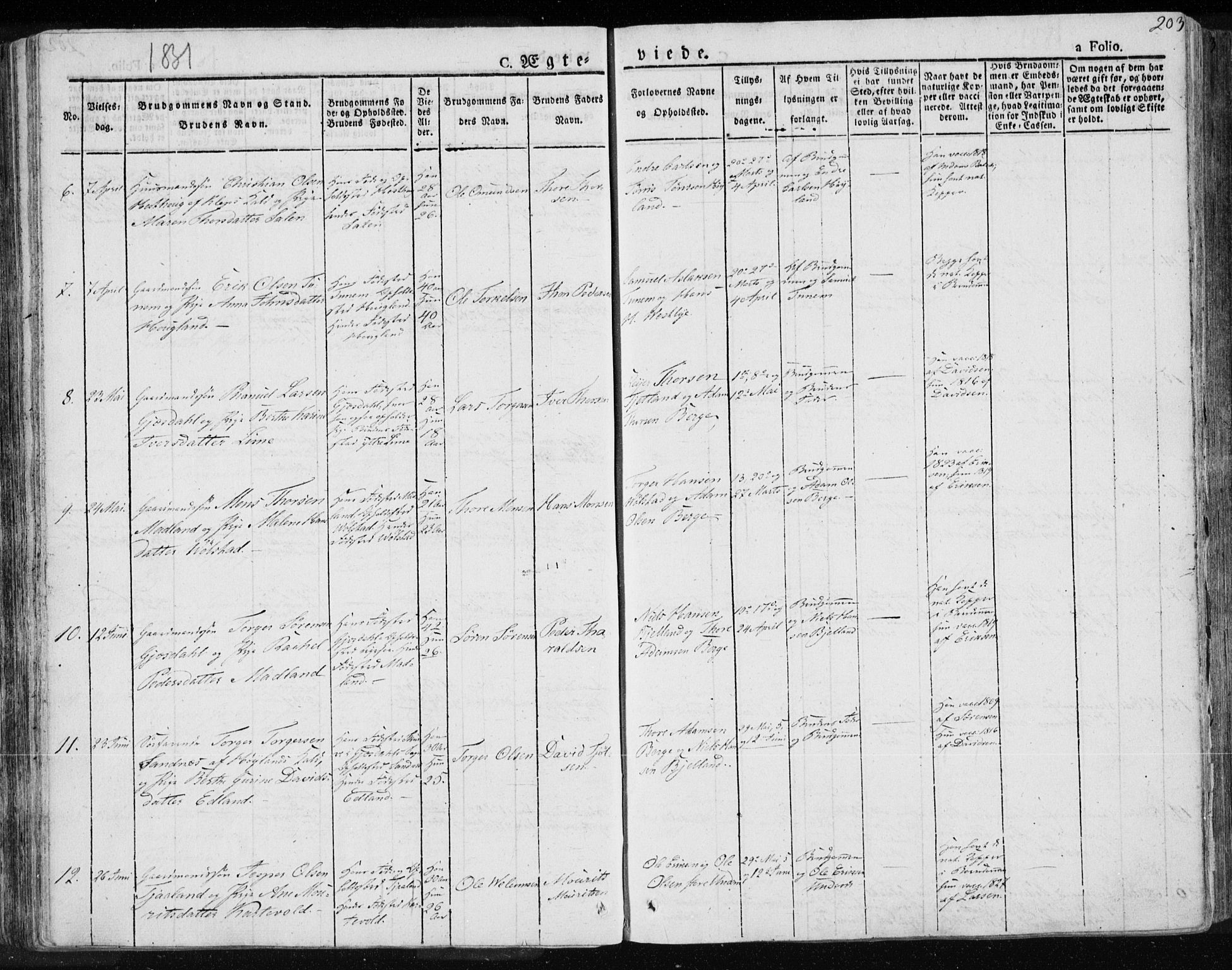 Lye sokneprestkontor, AV/SAST-A-101794/001/30BA/L0004: Parish register (official) no. A 4, 1826-1841, p. 203