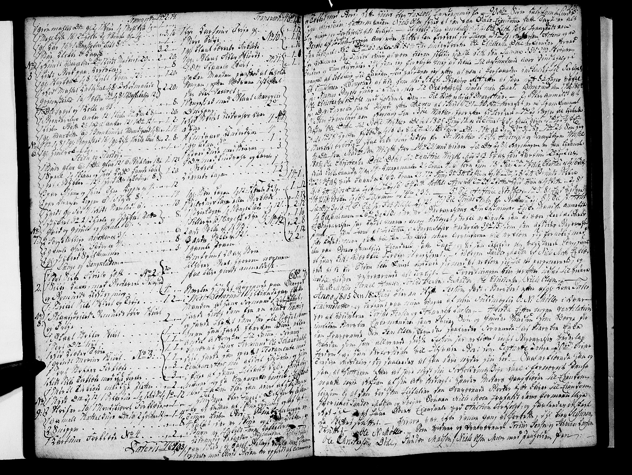 Nedre Telemark sorenskriveri, AV/SAKO-A-135/H/Hb/Hba/L0019: Skifteprotokoll, 1805-1810, p. 224b-225a