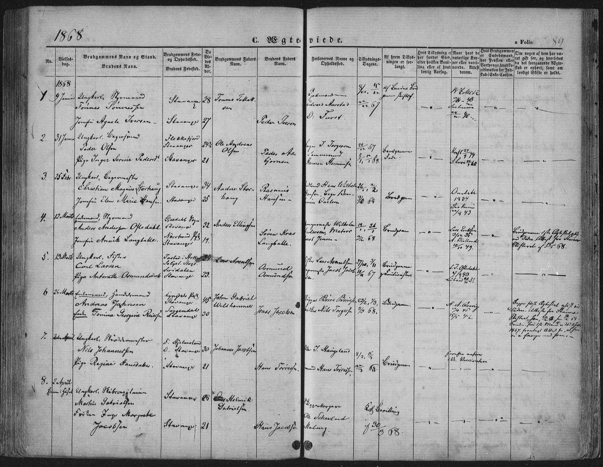 Domkirken sokneprestkontor, AV/SAST-A-101812/001/30/30BA/L0019: Parish register (official) no. A 18, 1857-1877, p. 89