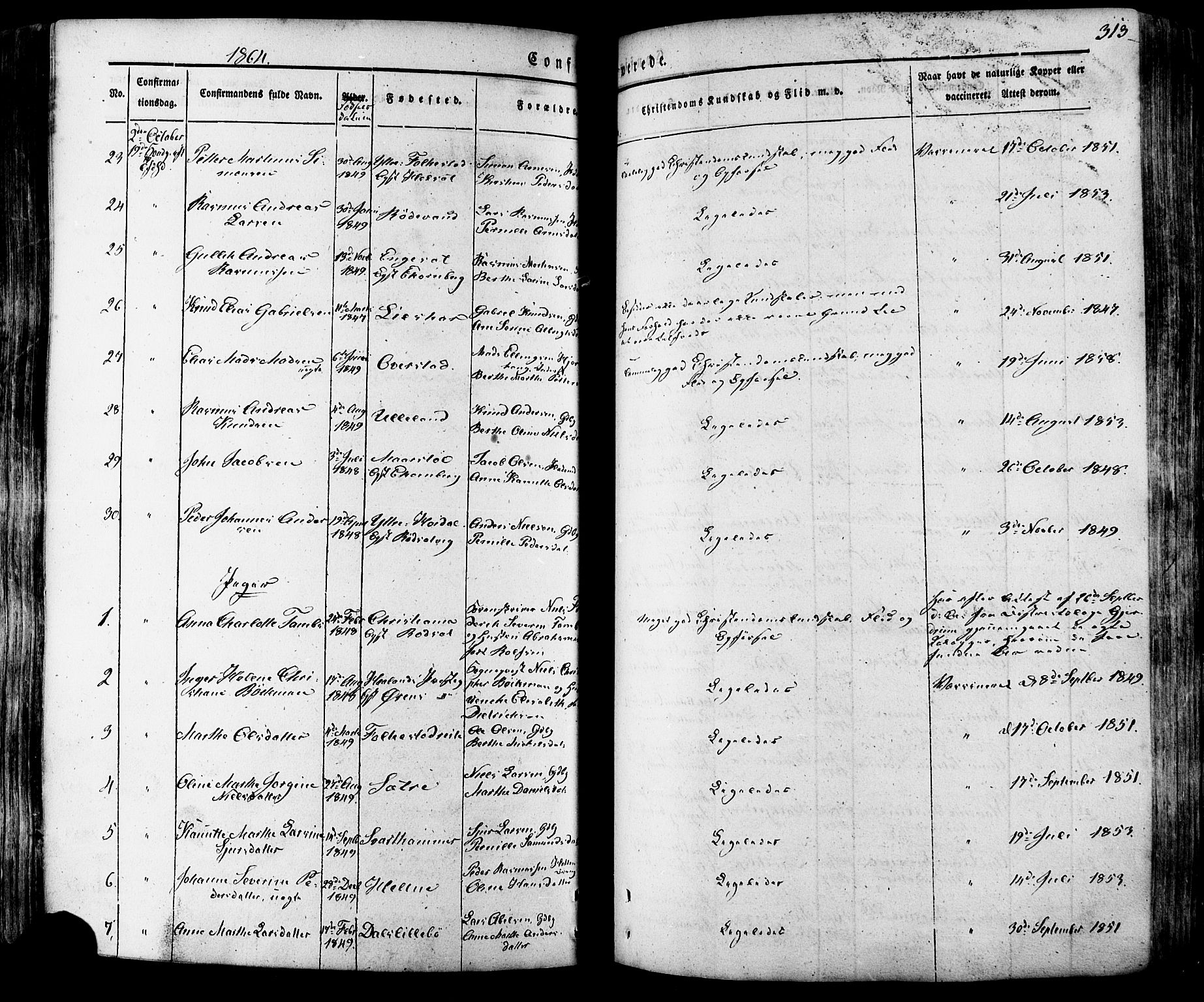 Ministerialprotokoller, klokkerbøker og fødselsregistre - Møre og Romsdal, AV/SAT-A-1454/511/L0140: Parish register (official) no. 511A07, 1851-1878, p. 313