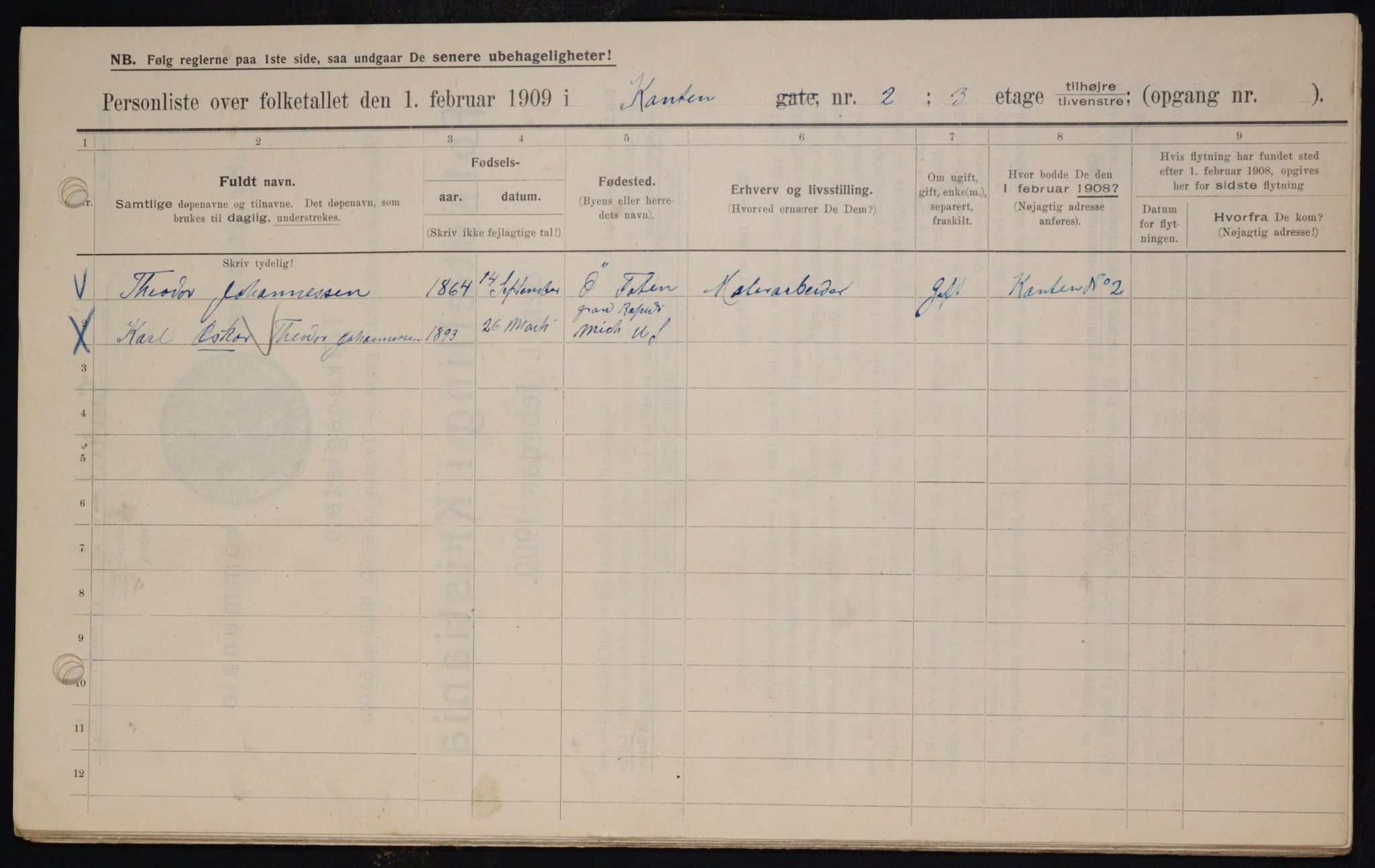 OBA, Municipal Census 1909 for Kristiania, 1909, p. 43960