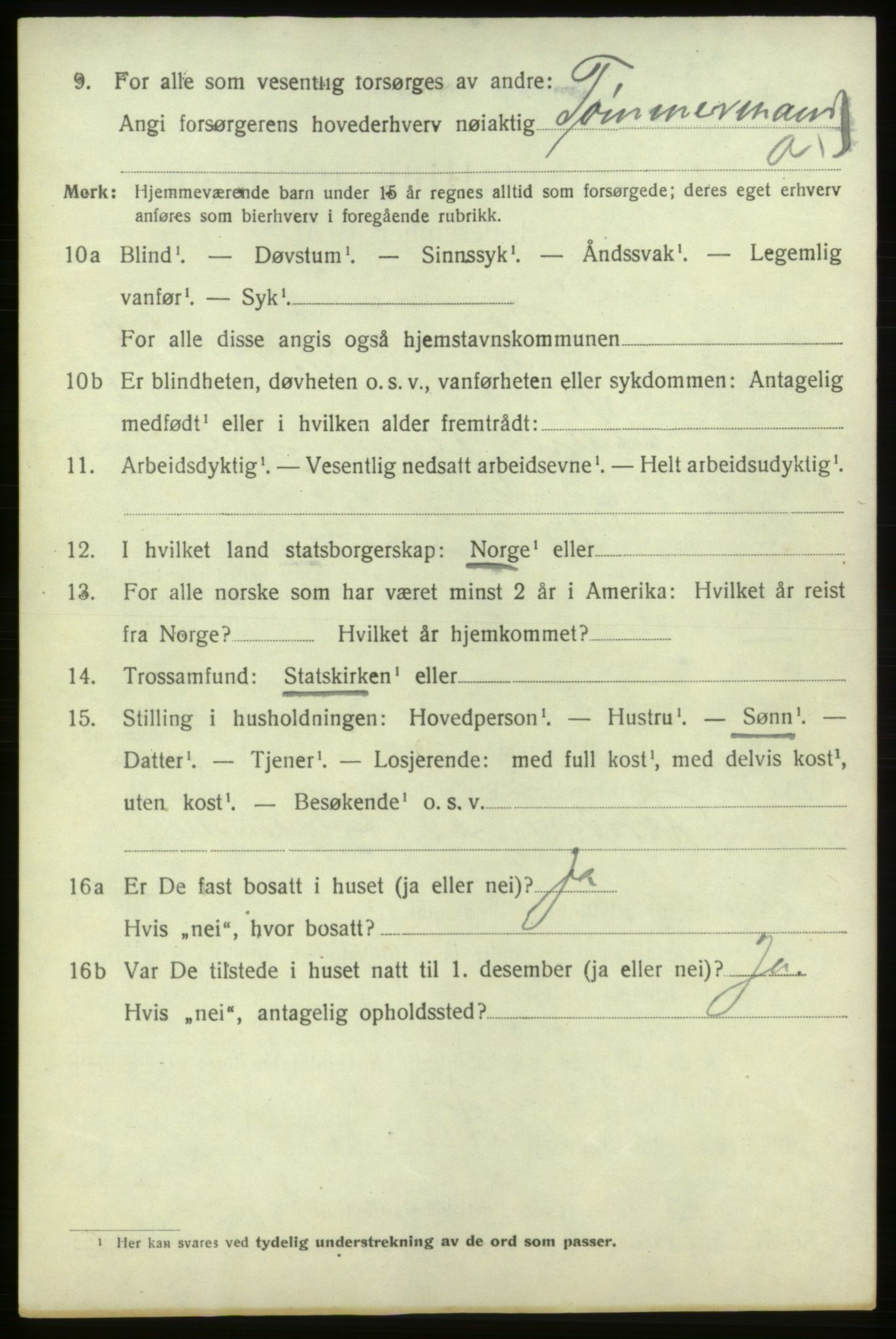 SAB, 1920 census for Ølen, 1920, p. 2308