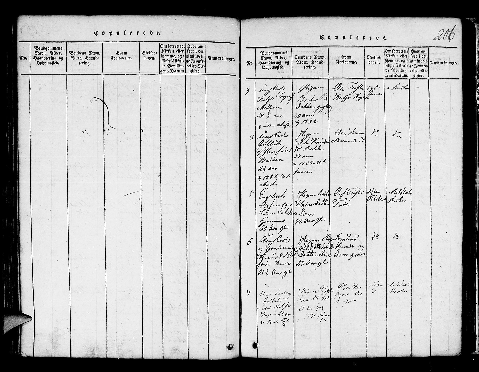 Røldal sokneprestembete, SAB/A-100247: Parish register (copy) no. A 1, 1817-1860, p. 206