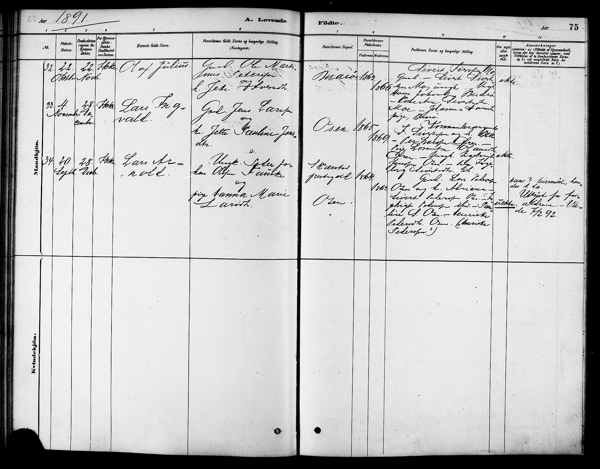 Ministerialprotokoller, klokkerbøker og fødselsregistre - Sør-Trøndelag, SAT/A-1456/658/L0722: Parish register (official) no. 658A01, 1879-1896, p. 75