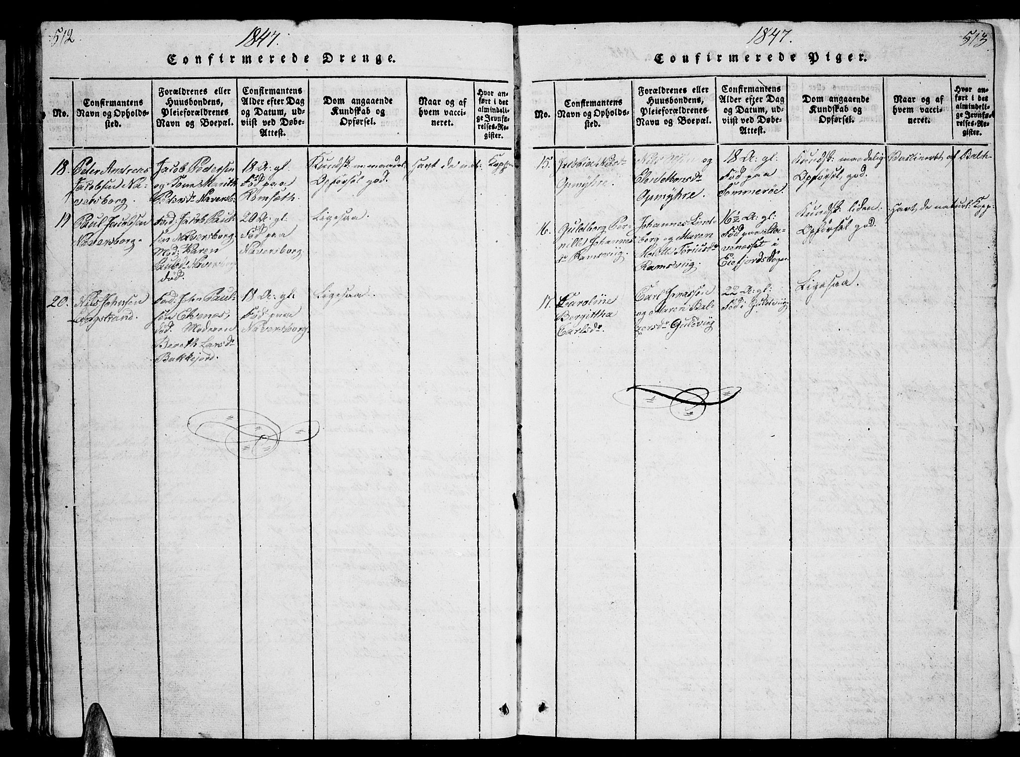 Ministerialprotokoller, klokkerbøker og fødselsregistre - Nordland, AV/SAT-A-1459/893/L1346: Parish register (copy) no. 893C01, 1820-1858, p. 512-513