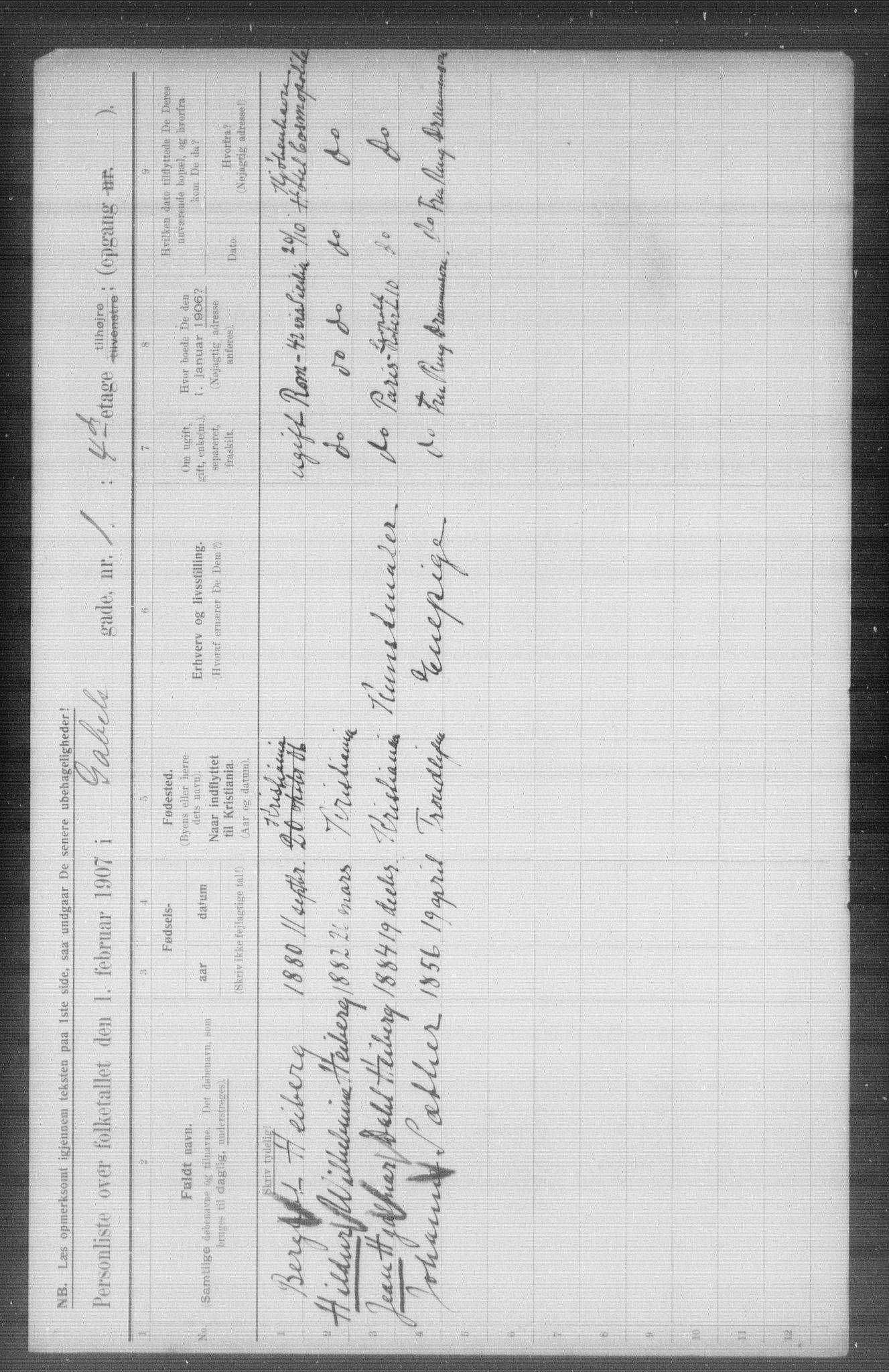 OBA, Municipal Census 1907 for Kristiania, 1907, p. 14488