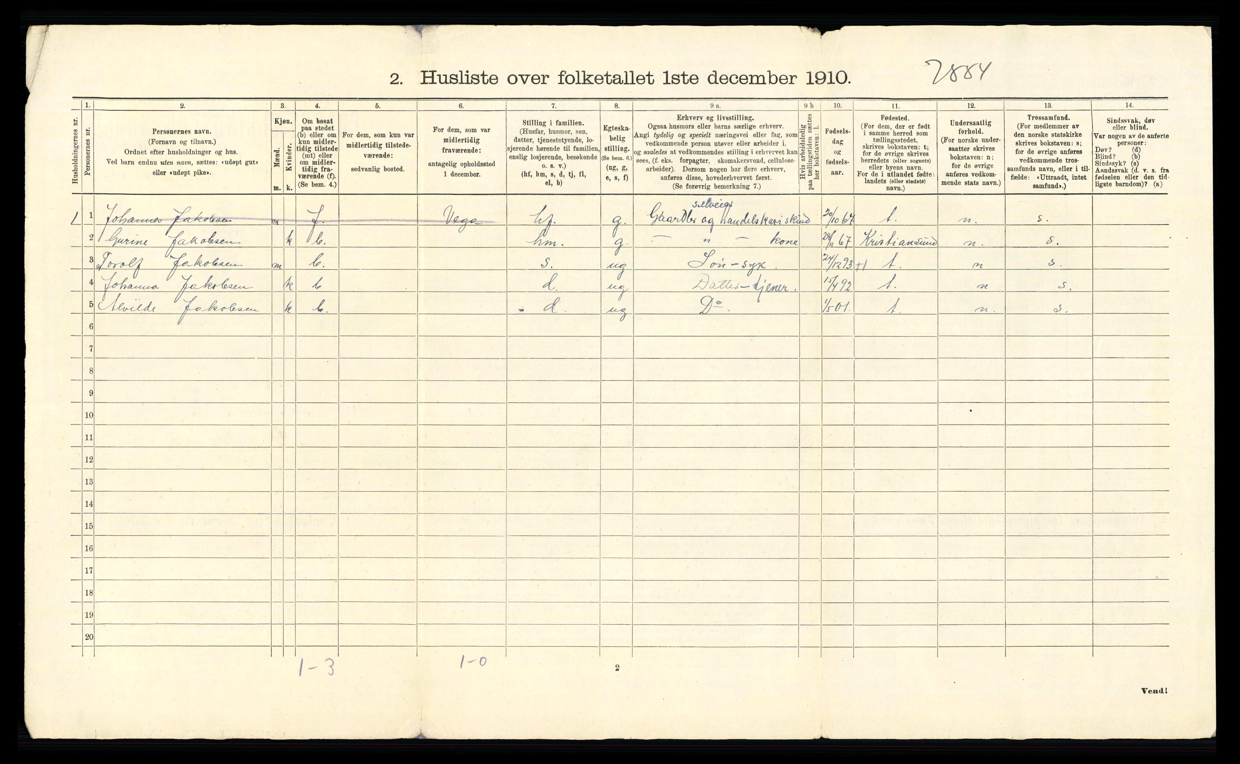 RA, 1910 census for Stamnes, 1910, p. 41