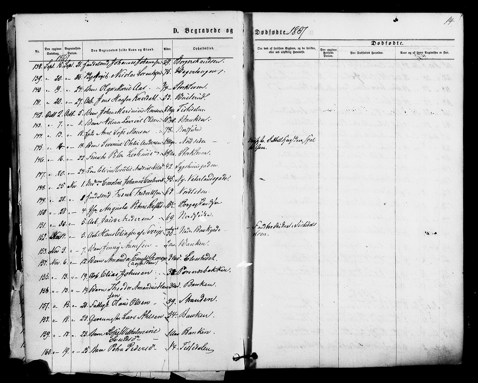 Halden prestekontor Kirkebøker, SAO/A-10909/F/Fa/L0010: Parish register (official) no. I 10, 1866-1877, p. 14