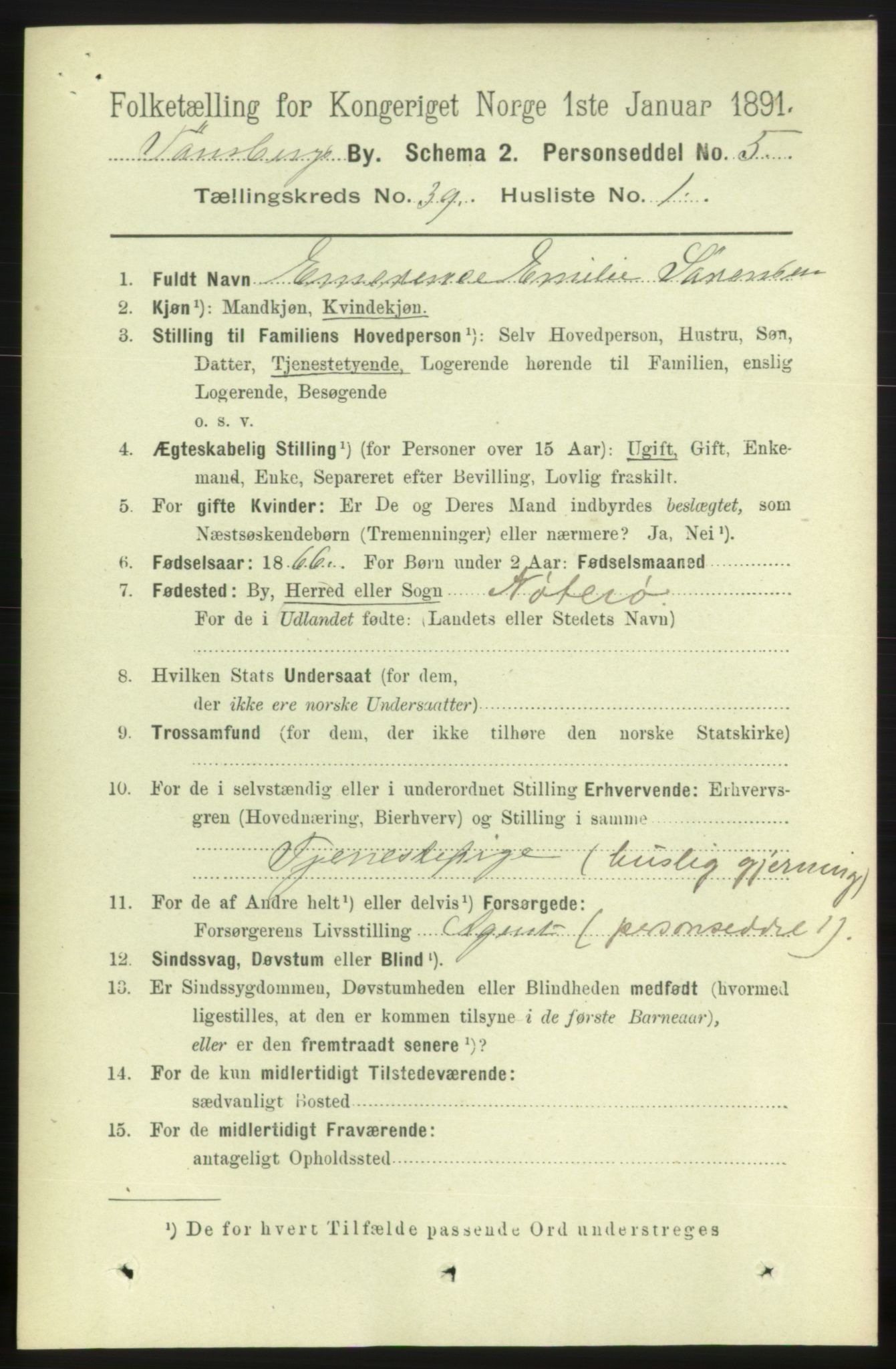 RA, 1891 census for 0705 Tønsberg, 1891, p. 8278