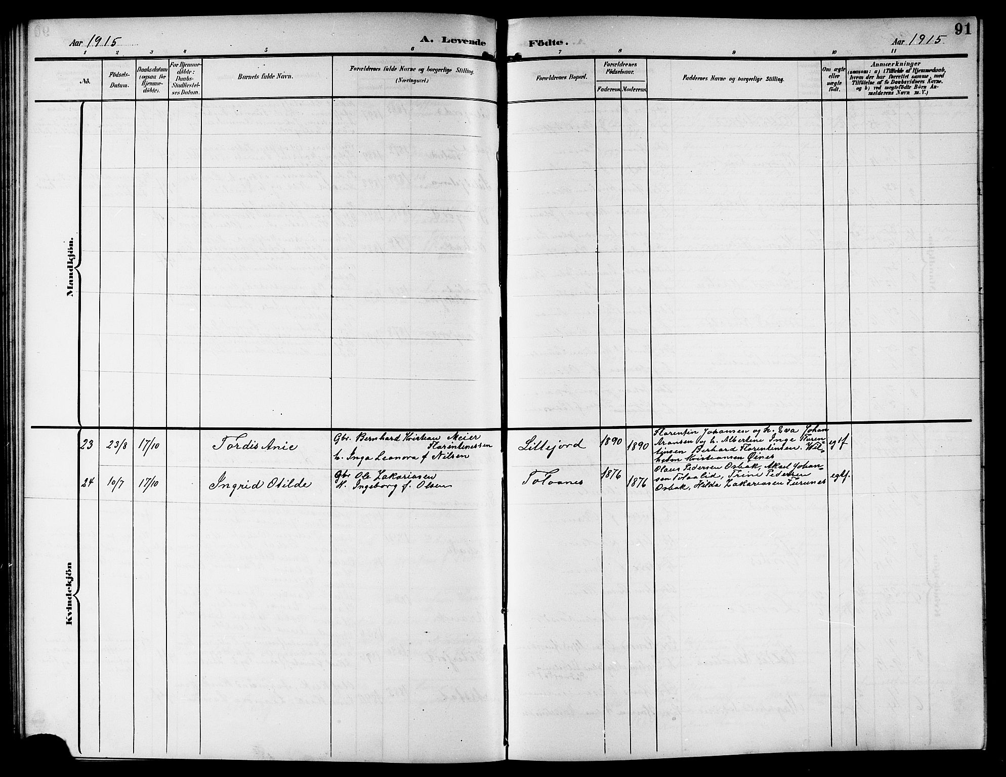Ministerialprotokoller, klokkerbøker og fødselsregistre - Nordland, SAT/A-1459/846/L0655: Parish register (copy) no. 846C05, 1902-1916, p. 91
