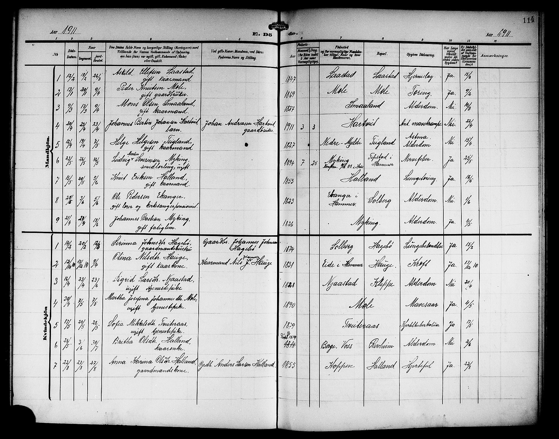 Haus sokneprestembete, AV/SAB-A-75601/H/Hab: Parish register (copy) no. C 4, 1907-1922, p. 114