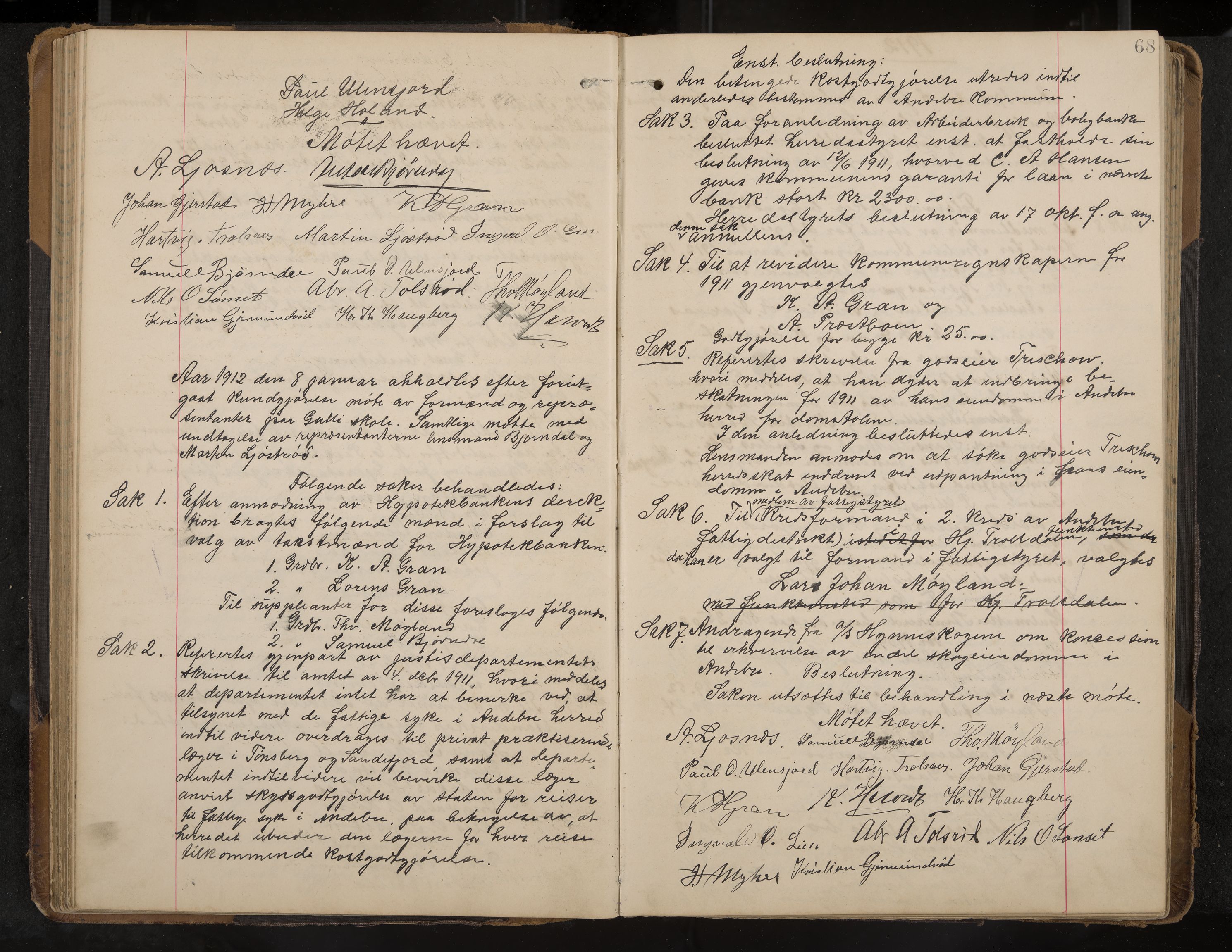 Andebu formannskap og sentraladministrasjon, IKAK/0719021-1/A/Aa/L0004: Møtebok, 1908-1917, p. 69