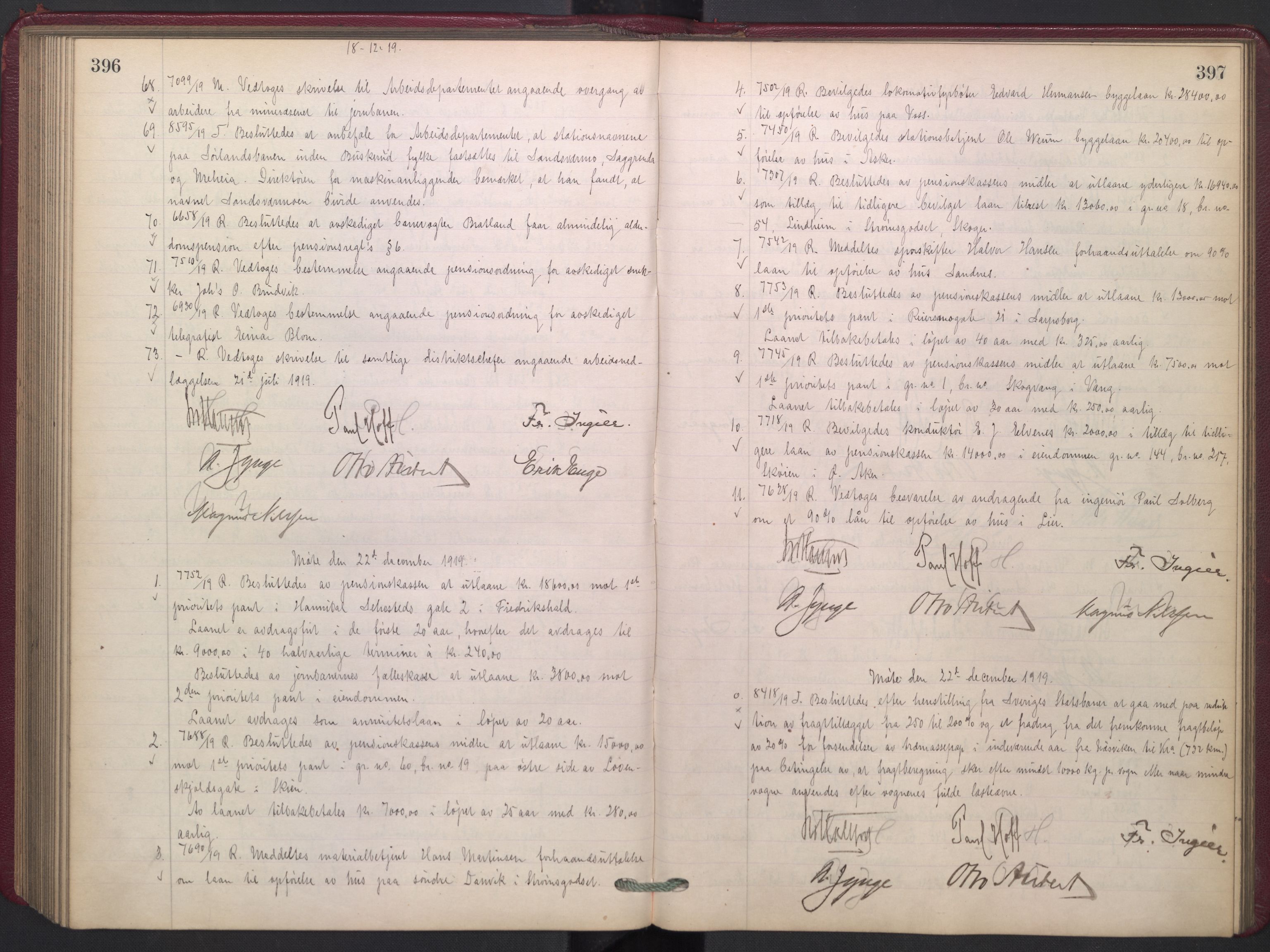 Norges statsbaner, Administrasjons- økonomi- og personalavdelingen, AV/RA-S-3412/A/Aa/L0017: Forhandlingsprotokoll, 1918-1920, p. 392-393