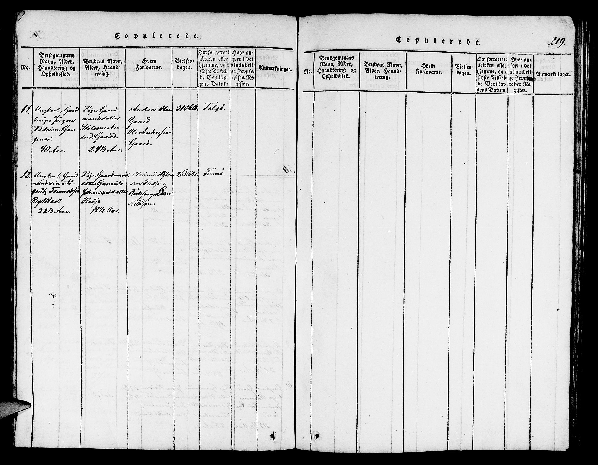 Finnøy sokneprestkontor, AV/SAST-A-101825/H/Ha/Hab/L0001: Parish register (copy) no. B 1, 1816-1856, p. 219