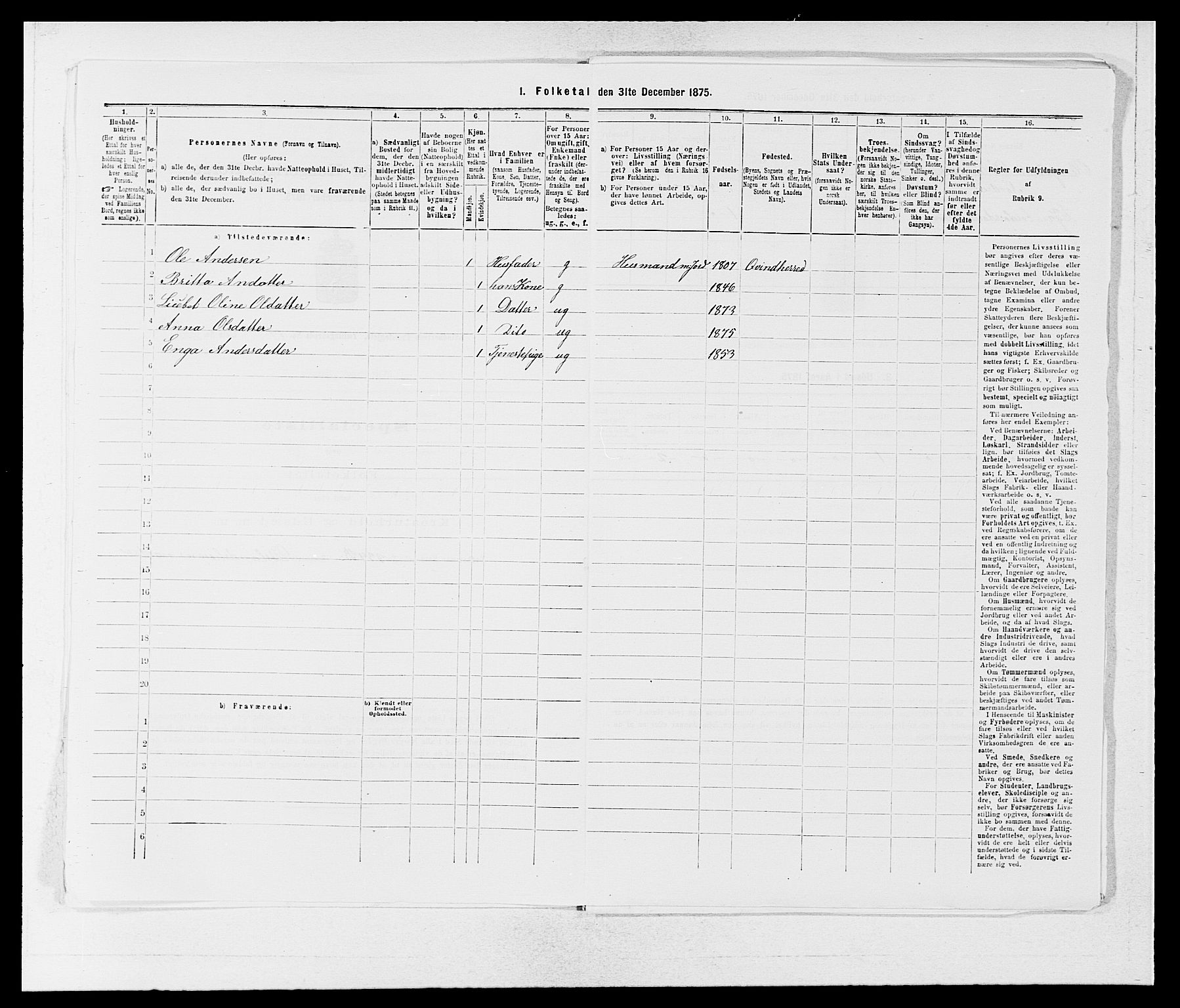 SAB, 1875 census for 1224P Kvinnherad, 1875, p. 1206