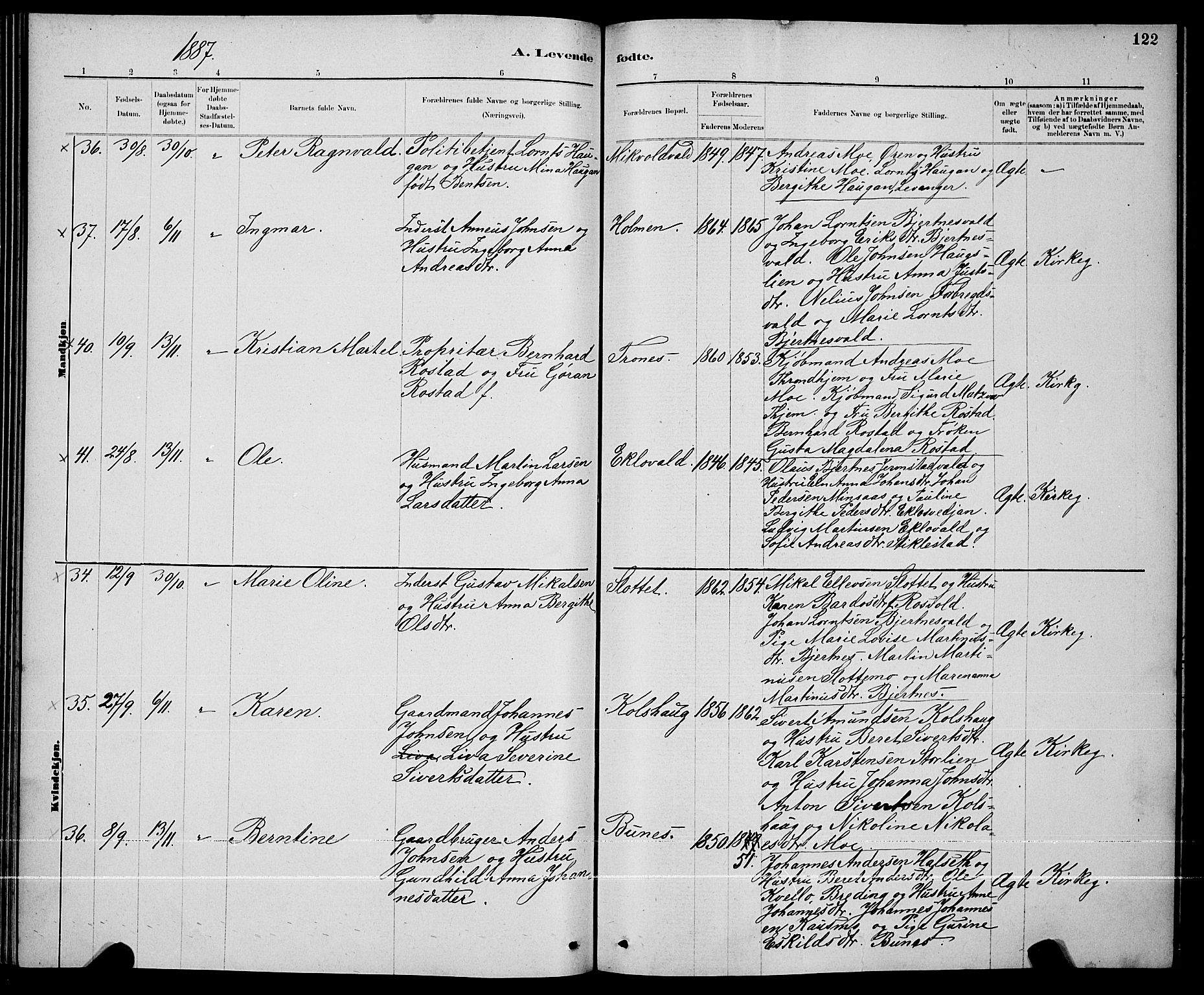 Ministerialprotokoller, klokkerbøker og fødselsregistre - Nord-Trøndelag, AV/SAT-A-1458/723/L0256: Parish register (copy) no. 723C04, 1879-1890, p. 122