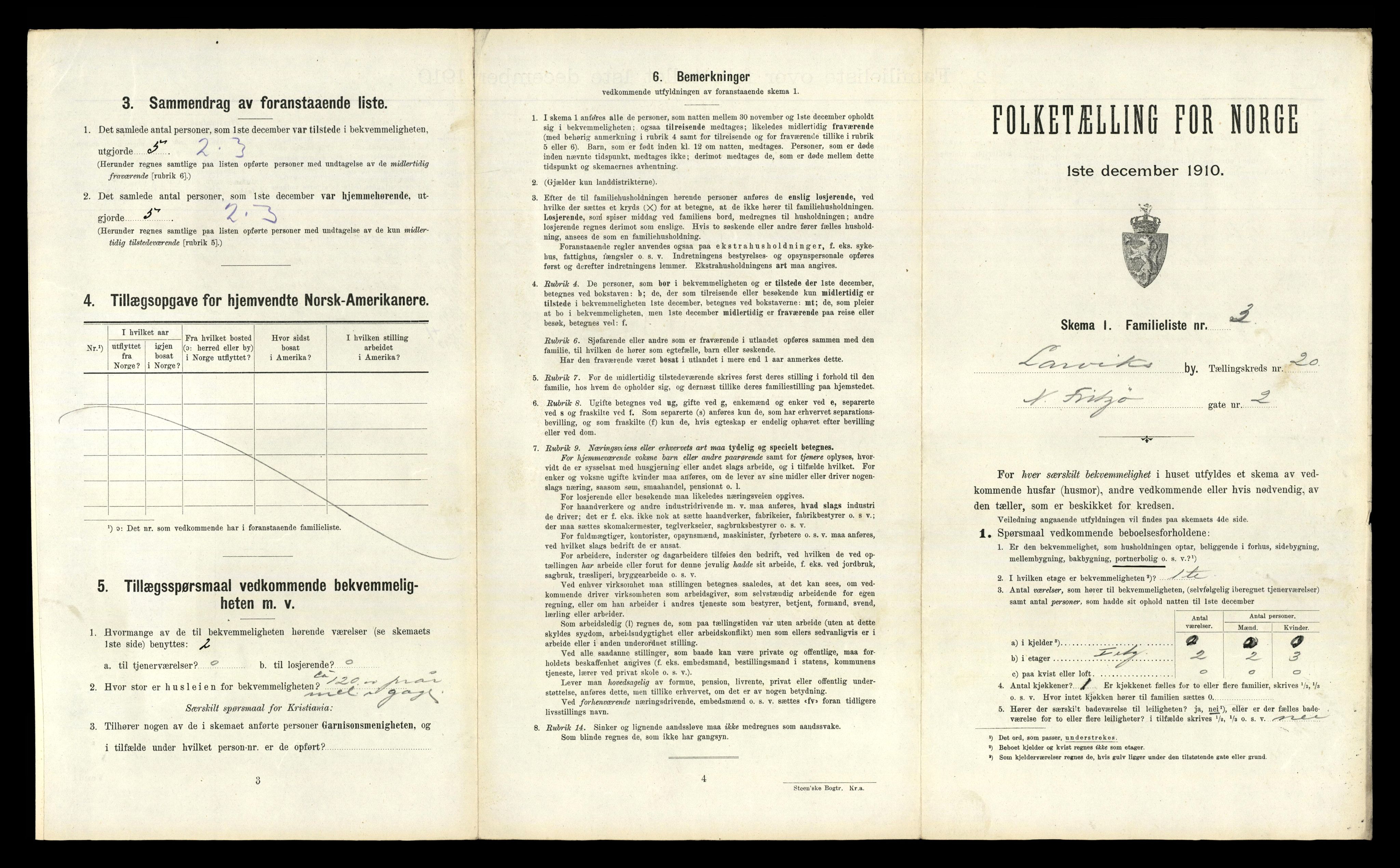 RA, 1910 census for Larvik, 1910, p. 6657