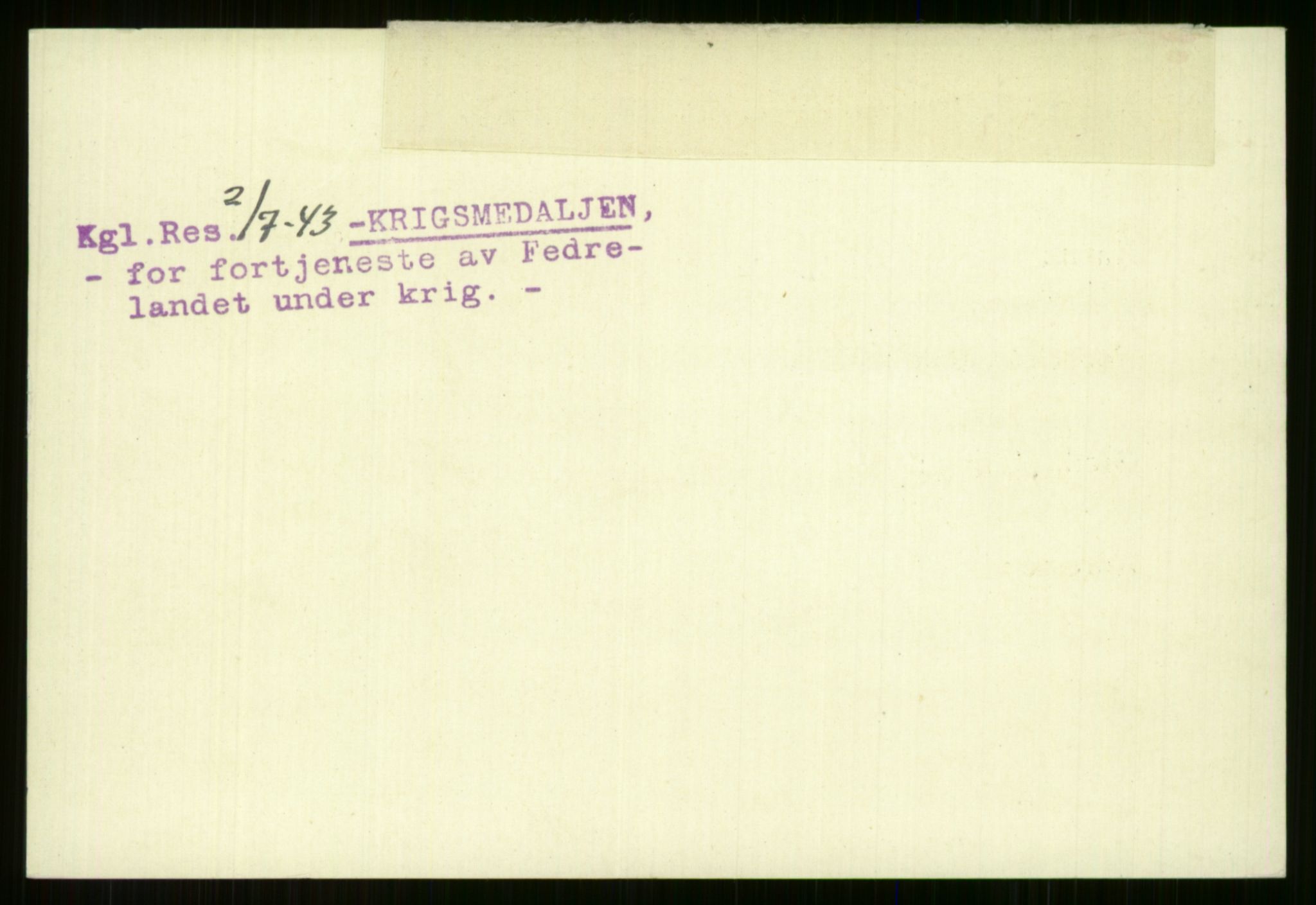 Direktoratet for sjømenn, AV/RA-S-3545/G/Gi/L0005: Kartotek over krigsdekorasjoner tildelt nordmenn under krigen, 1940-1945, p. 1082