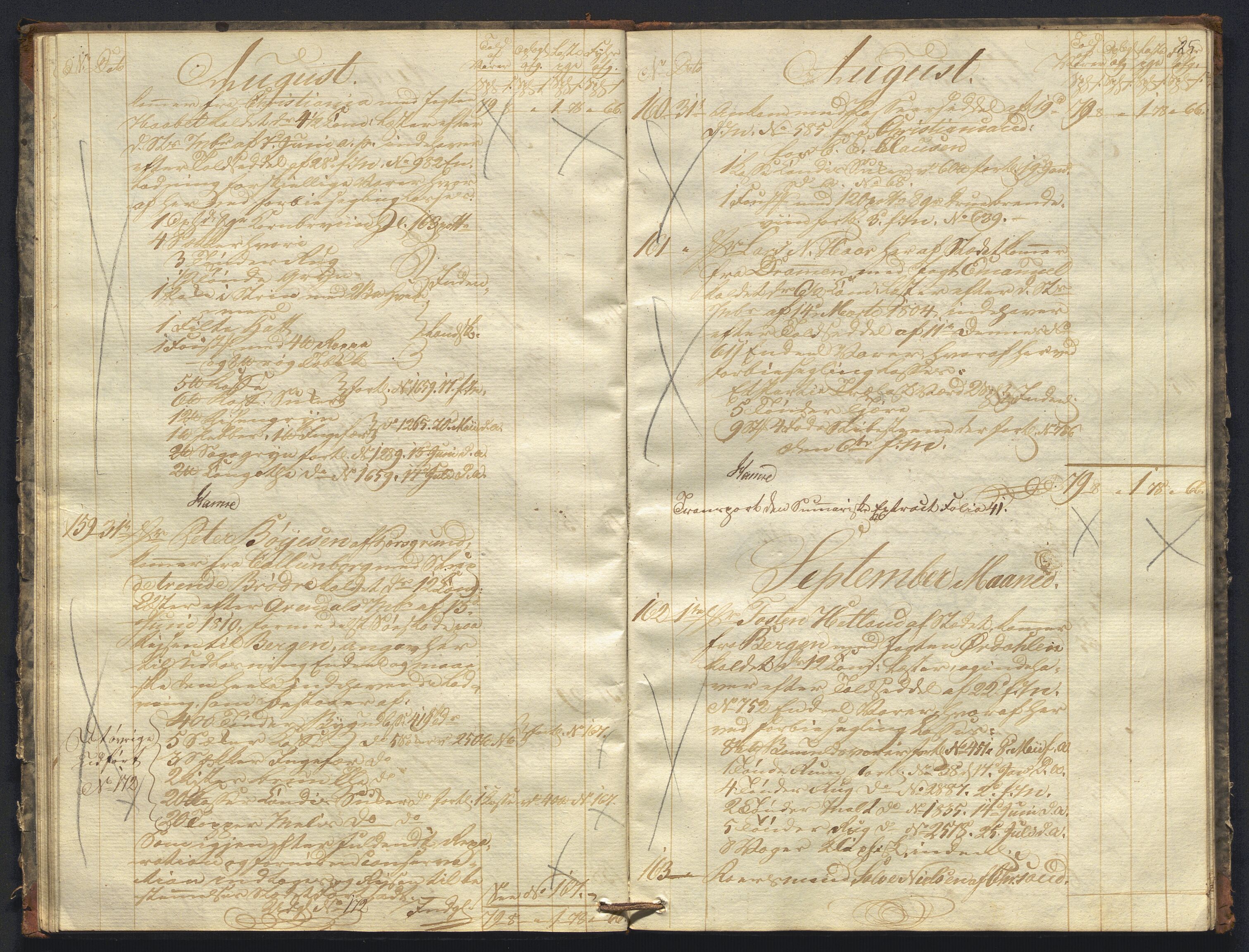Revisjonsdepartementet, 2. revisjonskontor, AV/RA-S-1115/E/E010/L0060: Egersund: Tollbok, 1820, p. 24b-25a