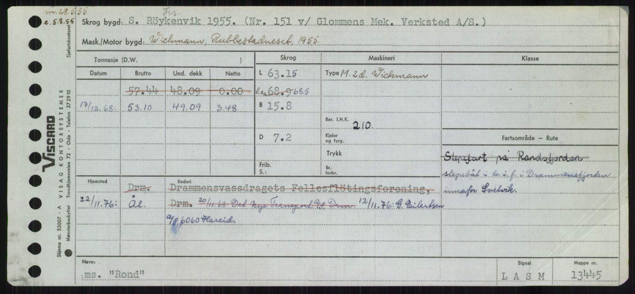 Sjøfartsdirektoratet med forløpere, Skipsmålingen, RA/S-1627/H/Ha/L0004/0002: Fartøy, Mas-R / Fartøy, Odin-R, p. 819