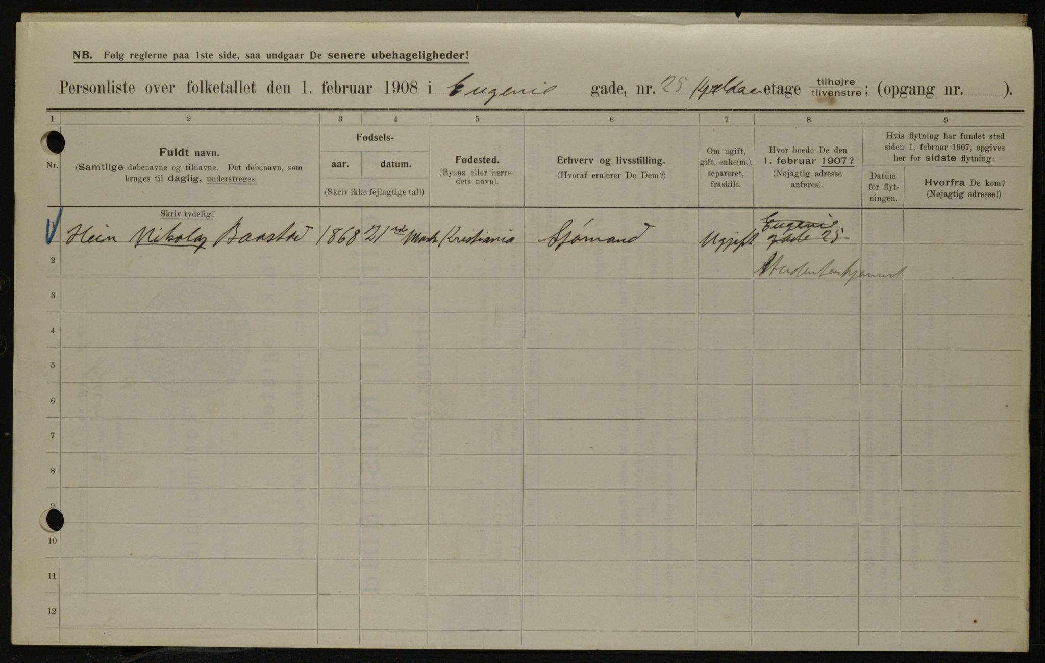 OBA, Municipal Census 1908 for Kristiania, 1908, p. 20818