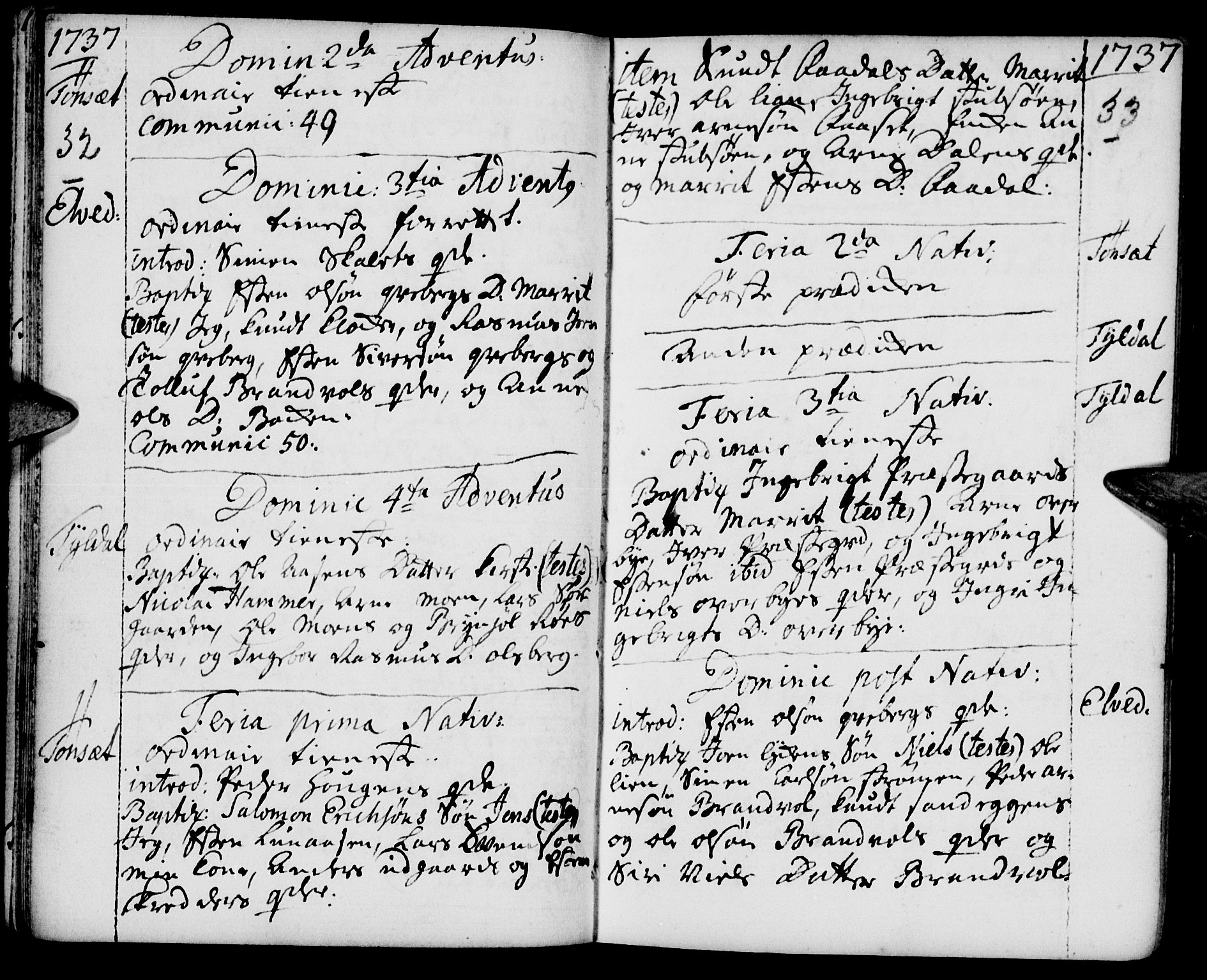 Tynset prestekontor, SAH/PREST-058/H/Ha/Haa/L0002: Parish register (official) no. 2, 1737-1767, p. 32-33