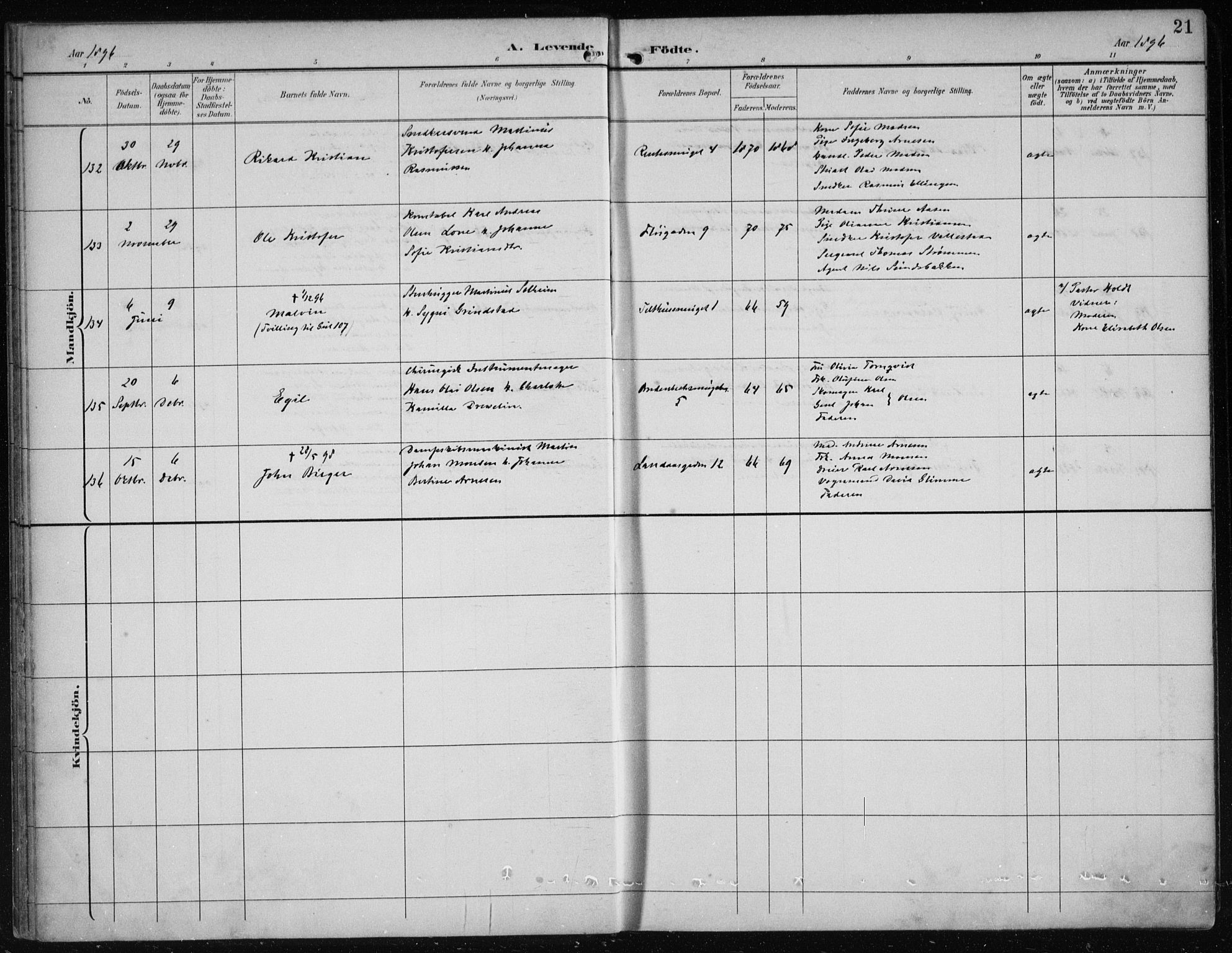 Korskirken sokneprestembete, AV/SAB-A-76101/H/Hab: Parish register (copy) no. B 10, 1896-1905, p. 21