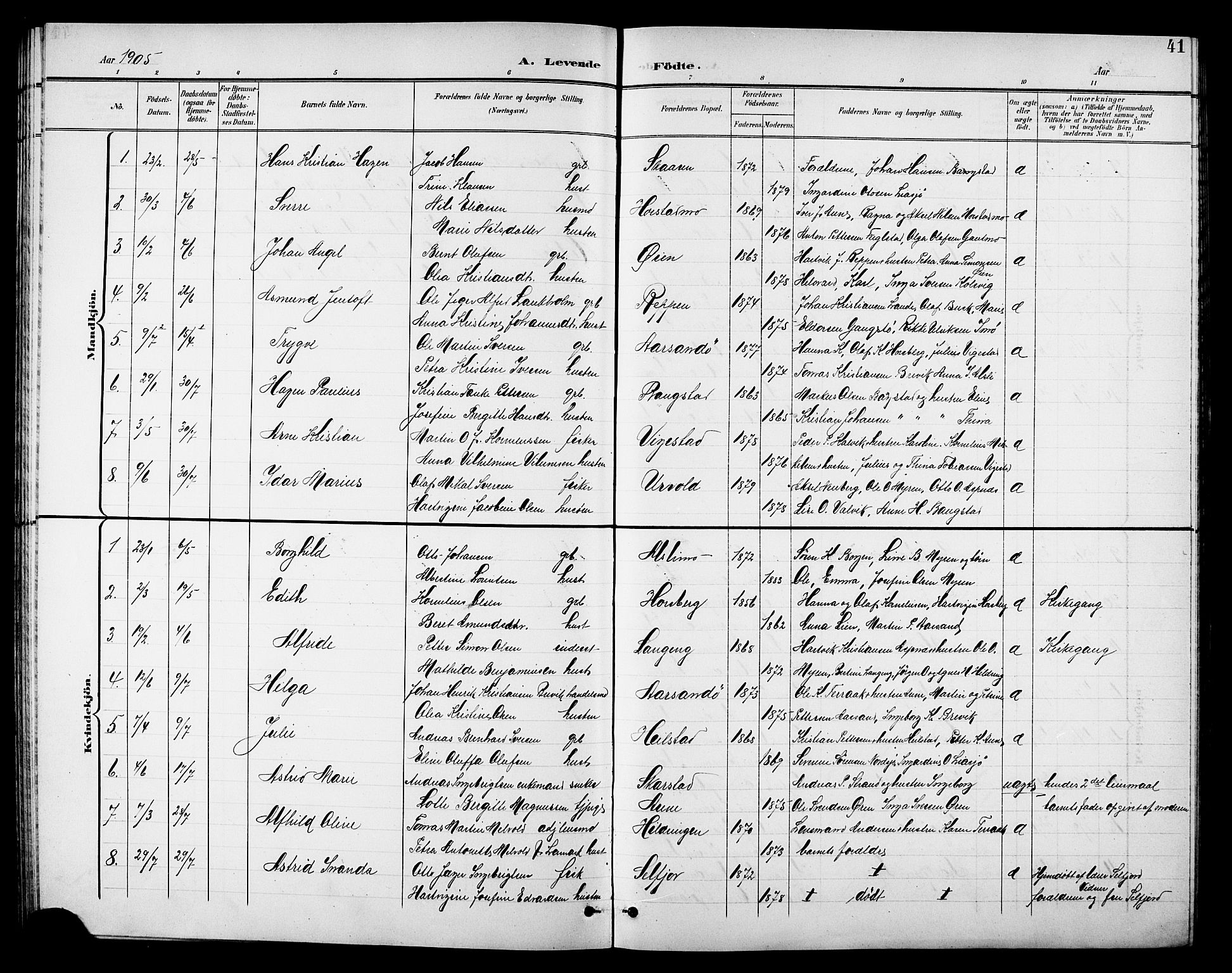 Ministerialprotokoller, klokkerbøker og fødselsregistre - Nordland, SAT/A-1459/810/L0161: Parish register (copy) no. 810C04, 1897-1910, p. 41