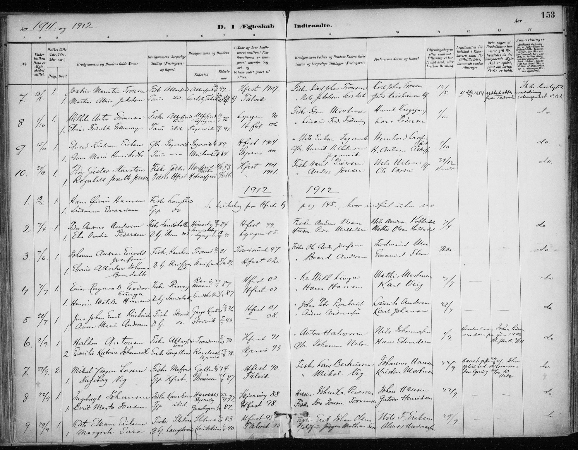 Hammerfest sokneprestkontor, SATØ/S-1347/H/Ha/L0013.kirke: Parish register (official) no. 13, 1898-1917, p. 153