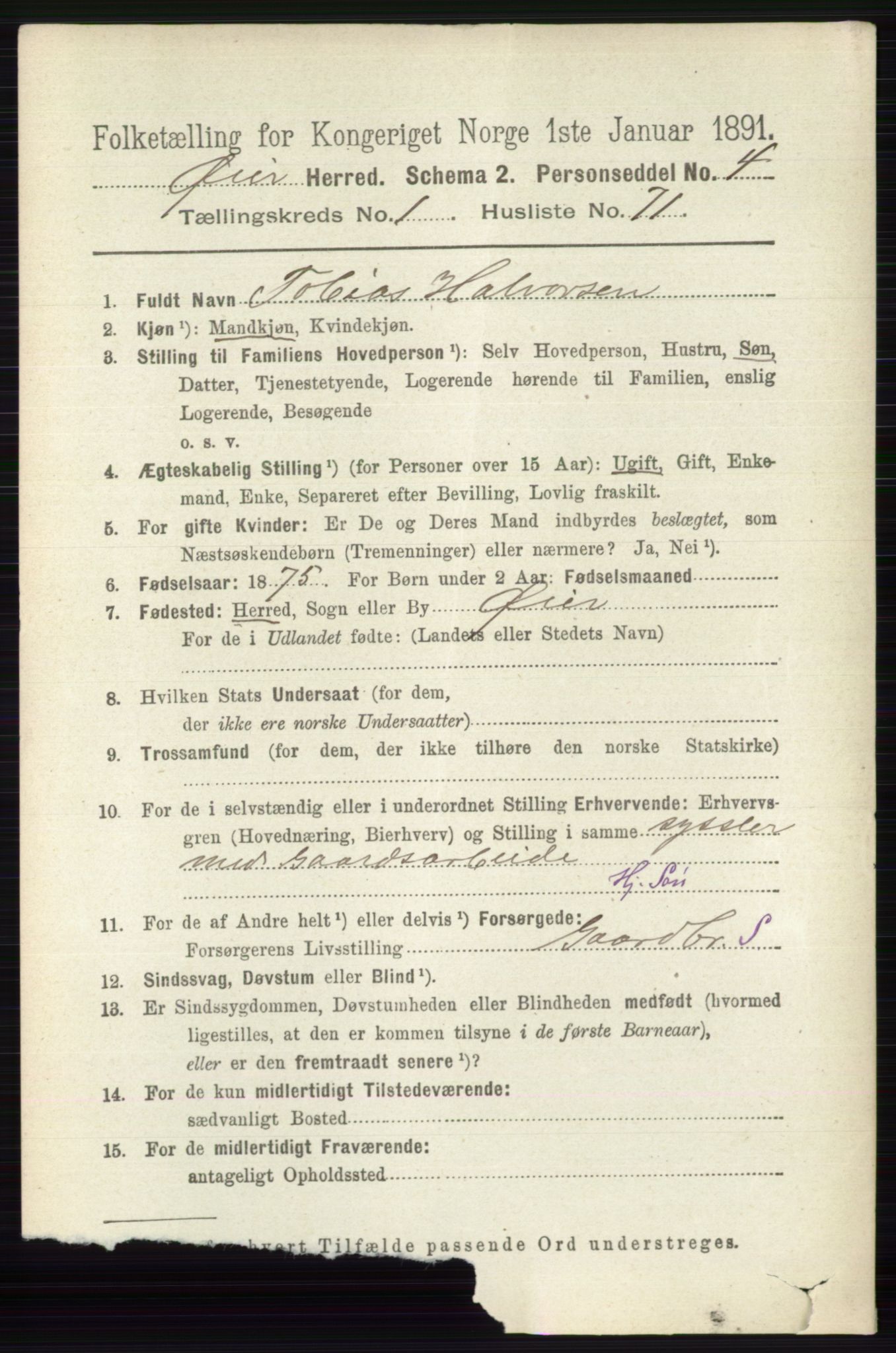 RA, 1891 census for 0521 Øyer, 1891, p. 450