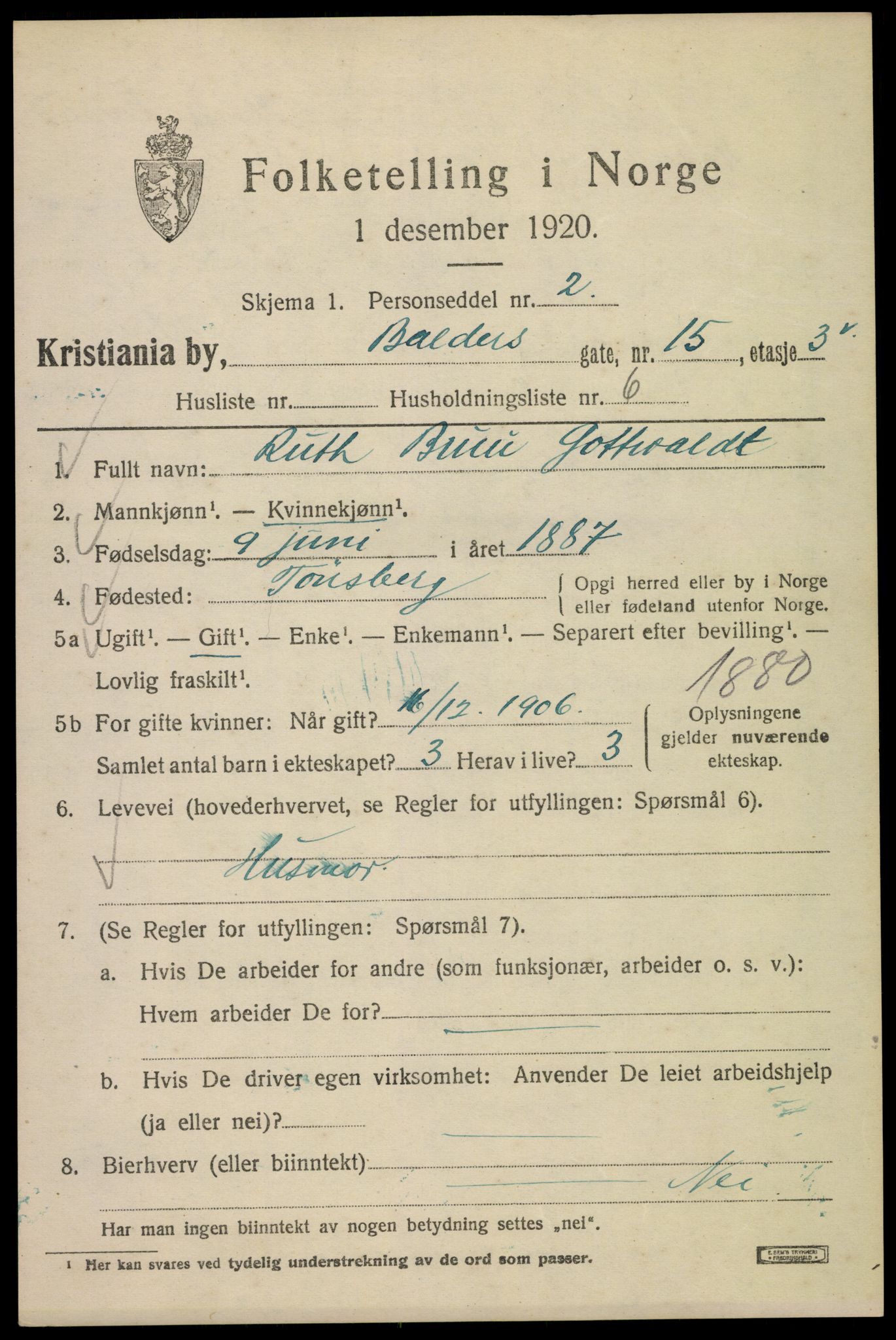 SAO, 1920 census for Kristiania, 1920, p. 150009