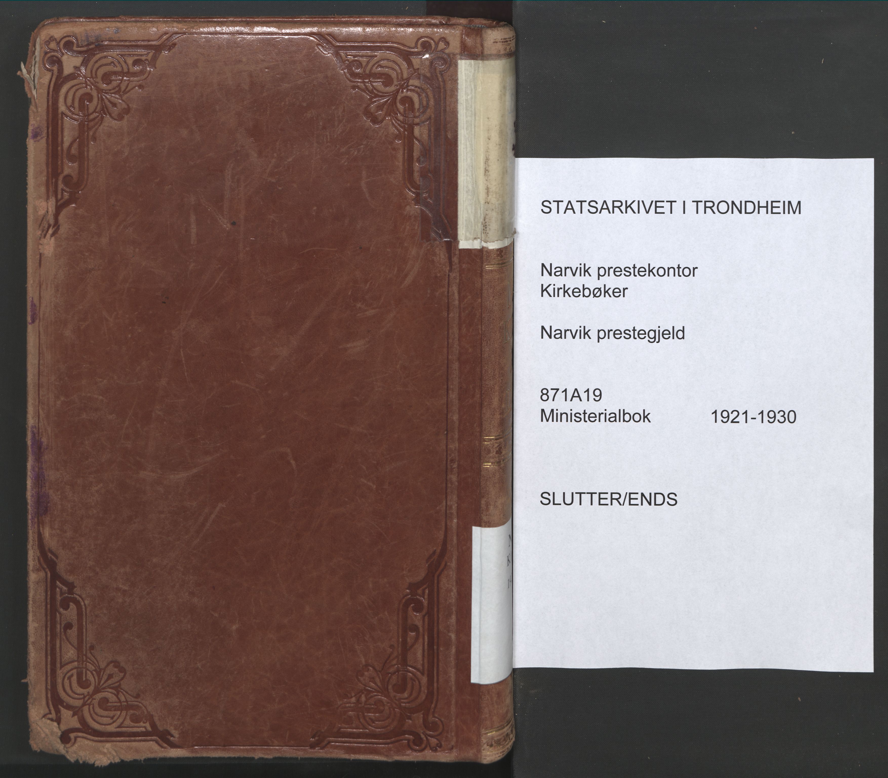 Ministerialprotokoller, klokkerbøker og fødselsregistre - Nordland, AV/SAT-A-1459/871/L1003: Parish register (official) no. 871A19, 1921-1930
