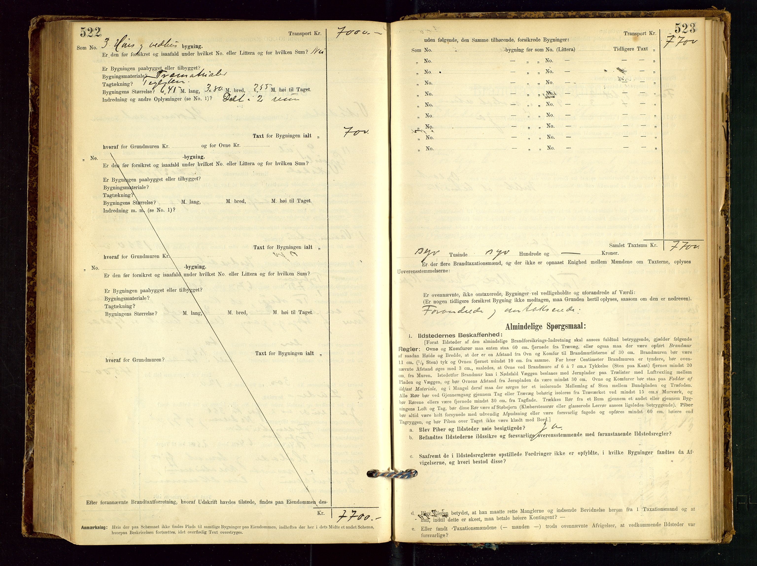 Vikedal lensmannskontor, AV/SAST-A-100179/Gob/L0004: Branntakstprotokoll, 1894-1952, p. 522-523